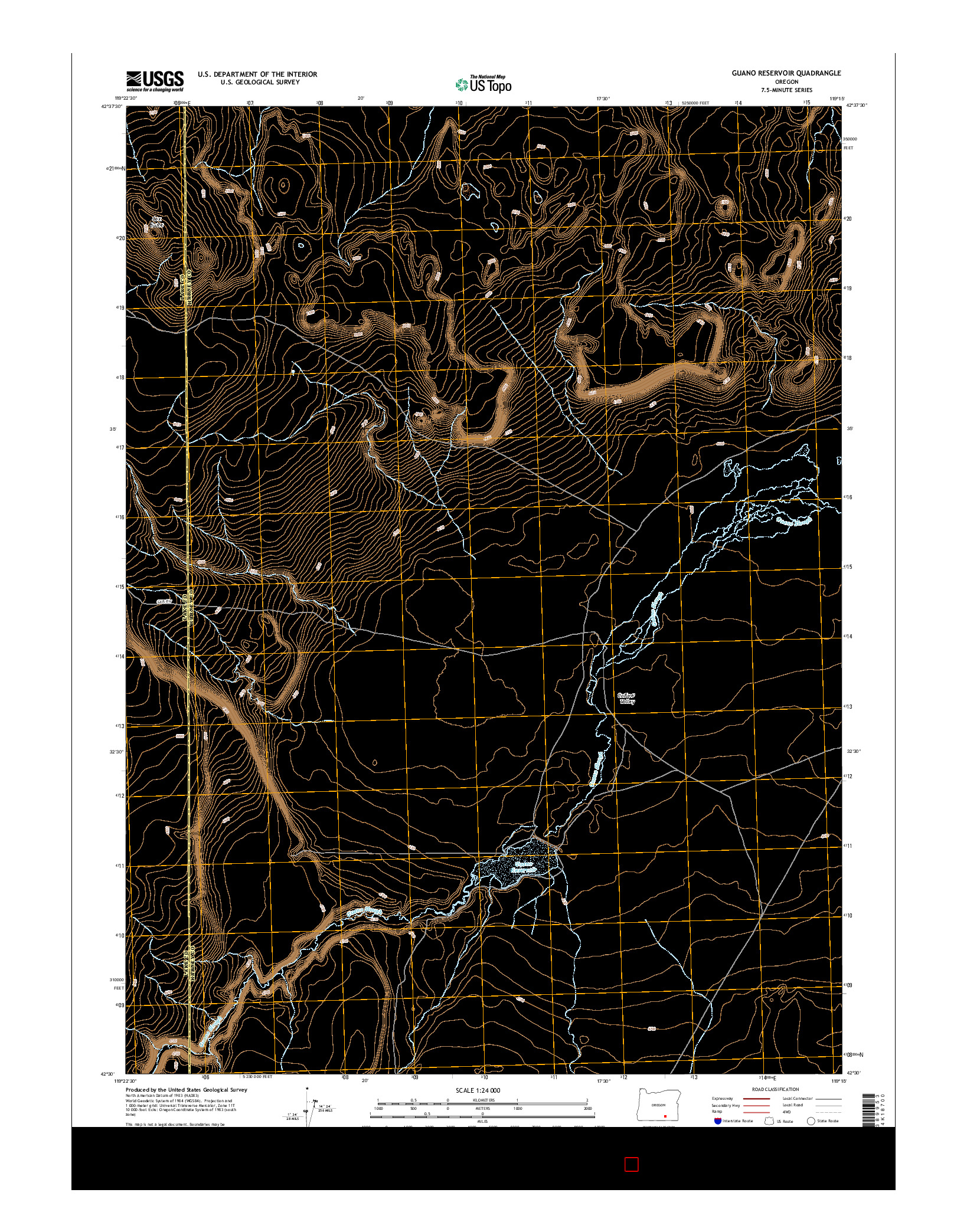 USGS US TOPO 7.5-MINUTE MAP FOR GUANO RESERVOIR, OR 2014