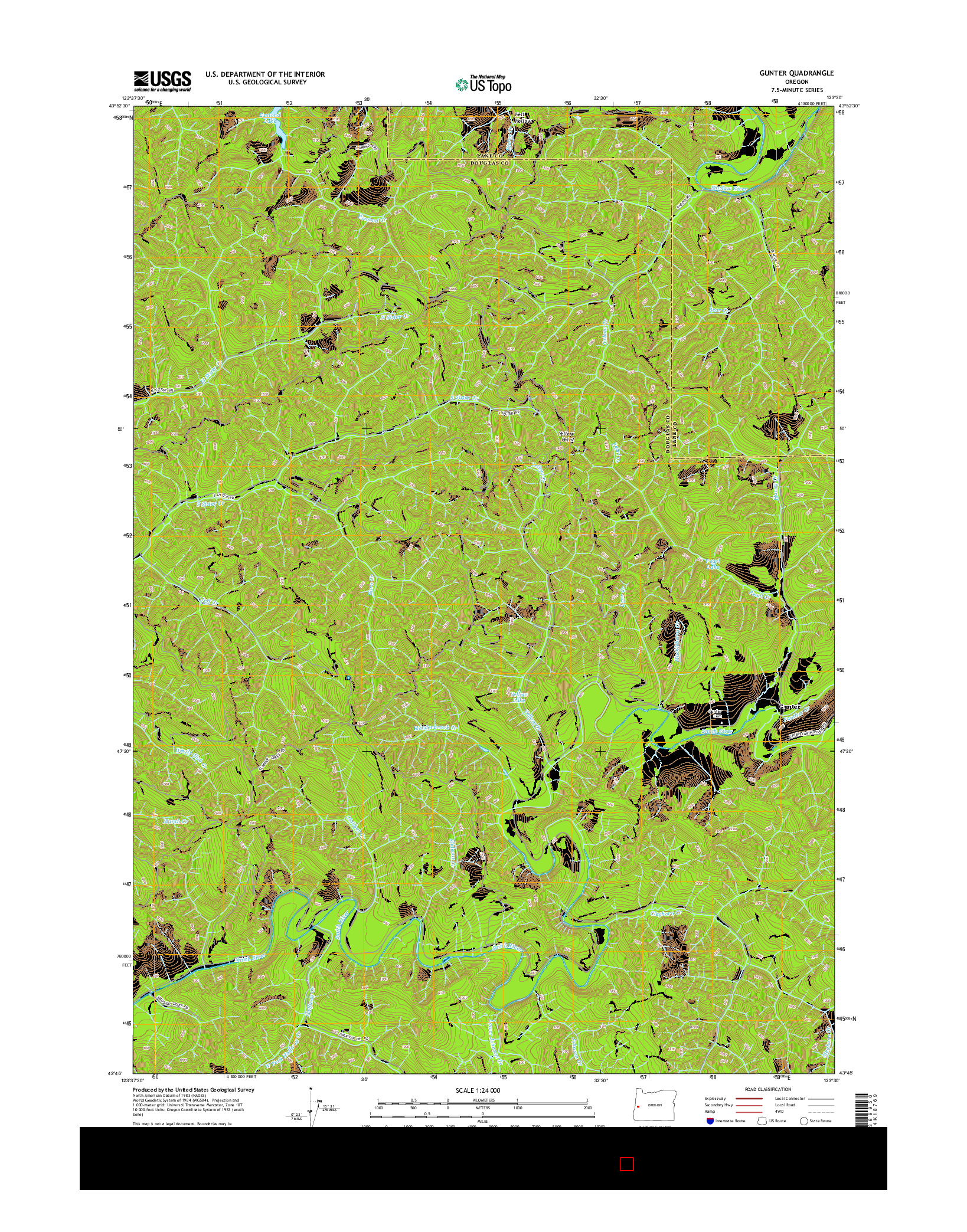 USGS US TOPO 7.5-MINUTE MAP FOR GUNTER, OR 2014