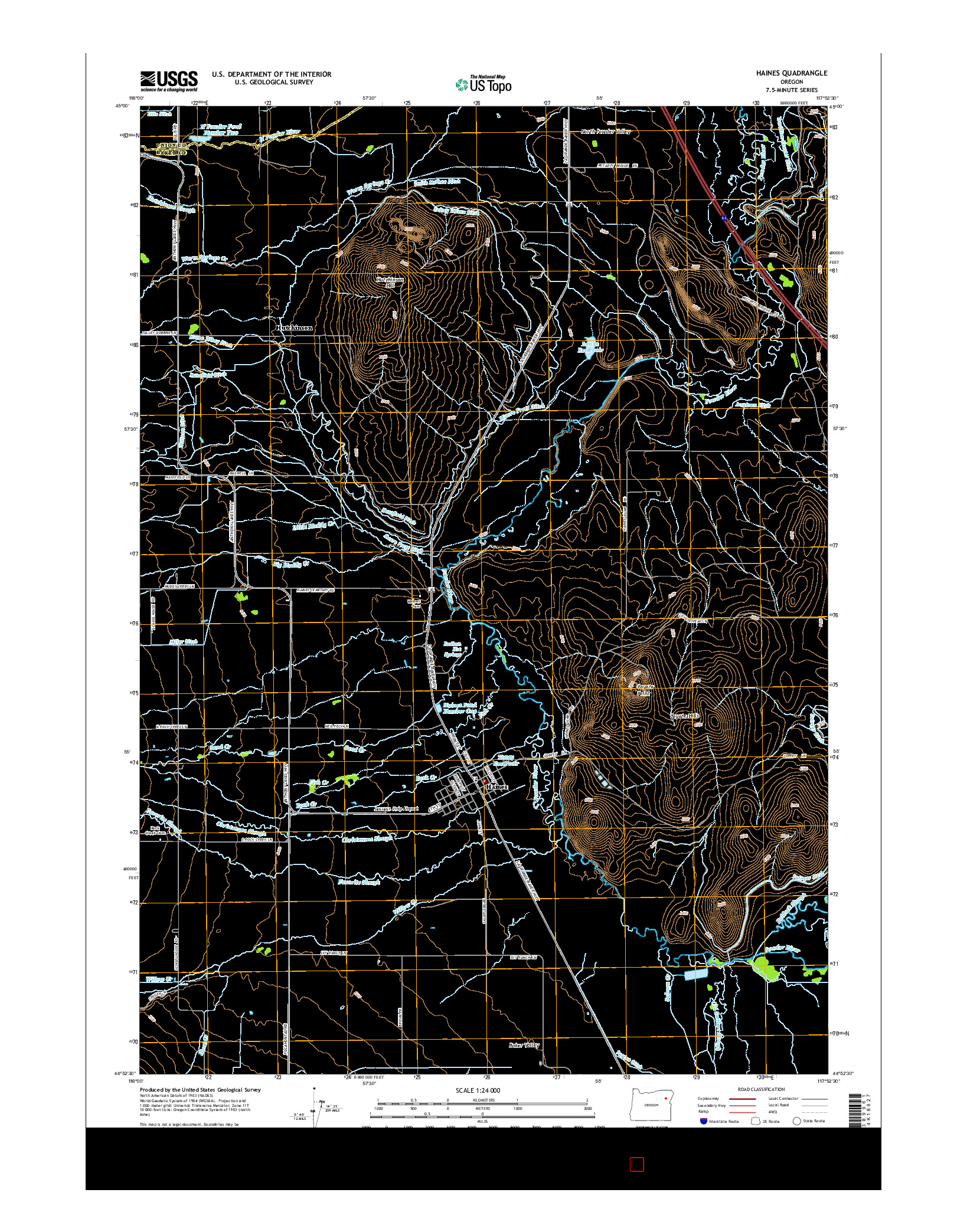 USGS US TOPO 7.5-MINUTE MAP FOR HAINES, OR 2014