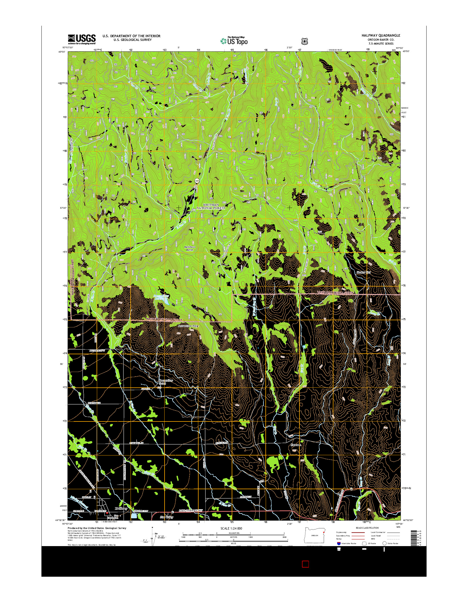 USGS US TOPO 7.5-MINUTE MAP FOR HALFWAY, OR 2014