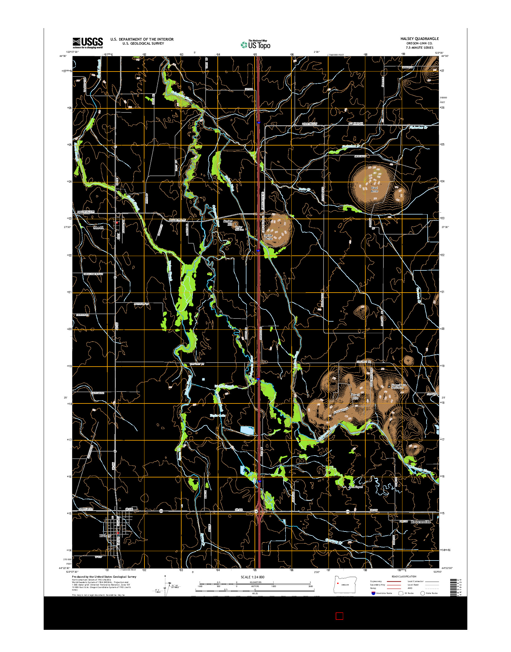 USGS US TOPO 7.5-MINUTE MAP FOR HALSEY, OR 2014