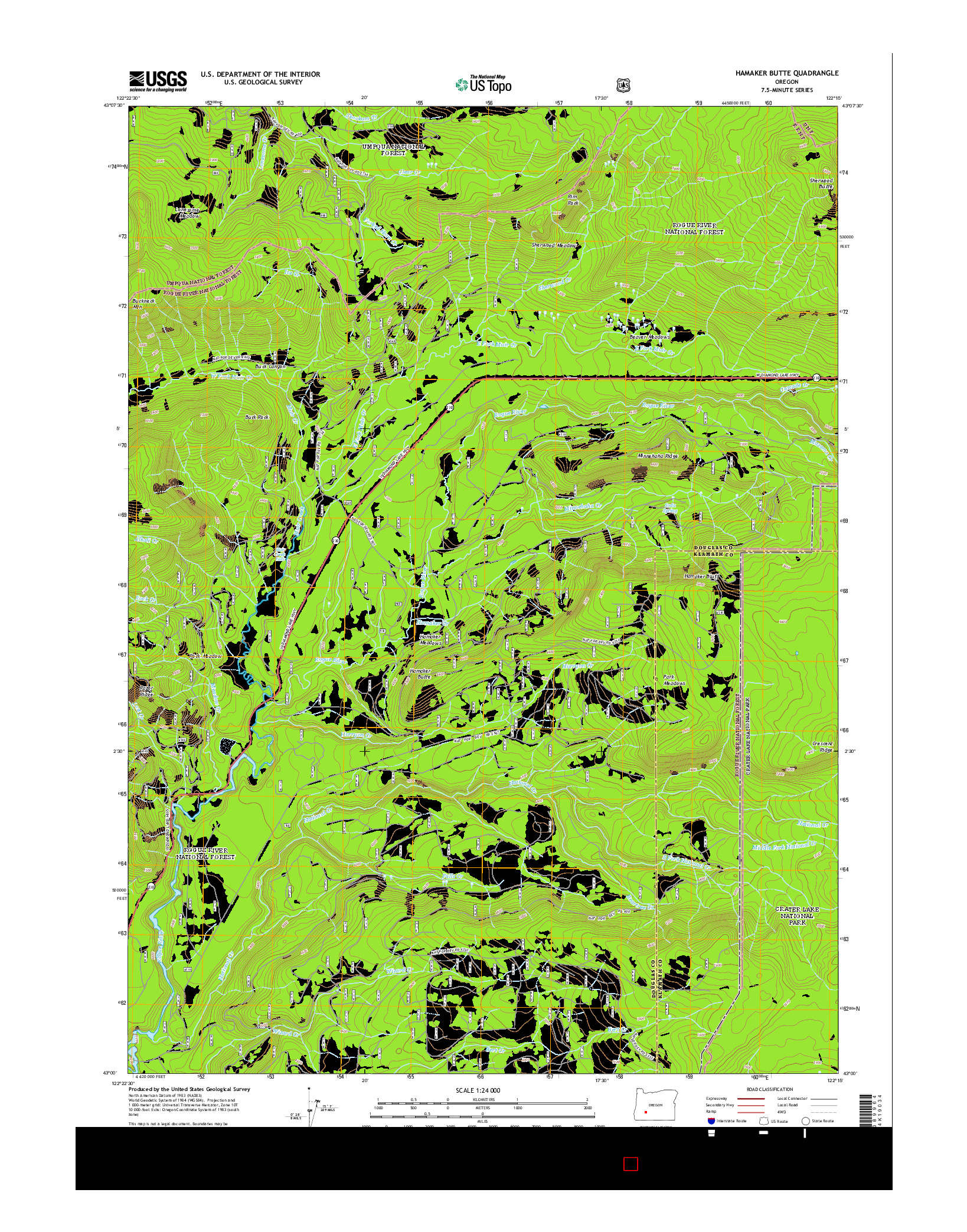 USGS US TOPO 7.5-MINUTE MAP FOR HAMAKER BUTTE, OR 2014