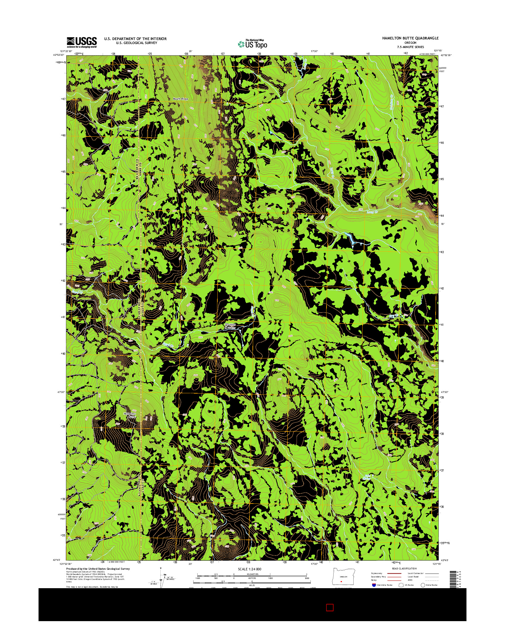 USGS US TOPO 7.5-MINUTE MAP FOR HAMELTON BUTTE, OR 2014