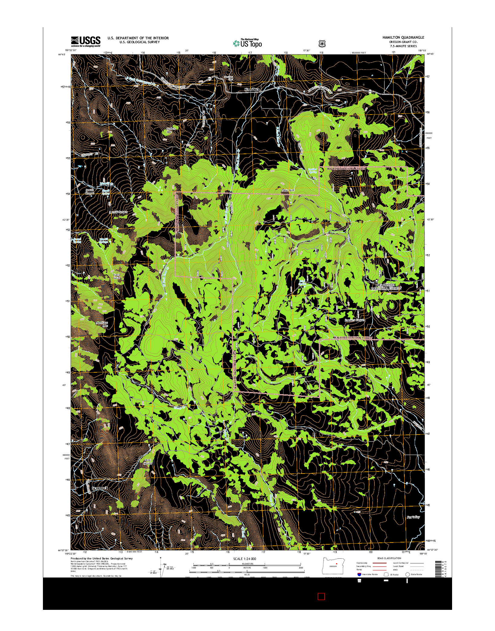 USGS US TOPO 7.5-MINUTE MAP FOR HAMILTON, OR 2014