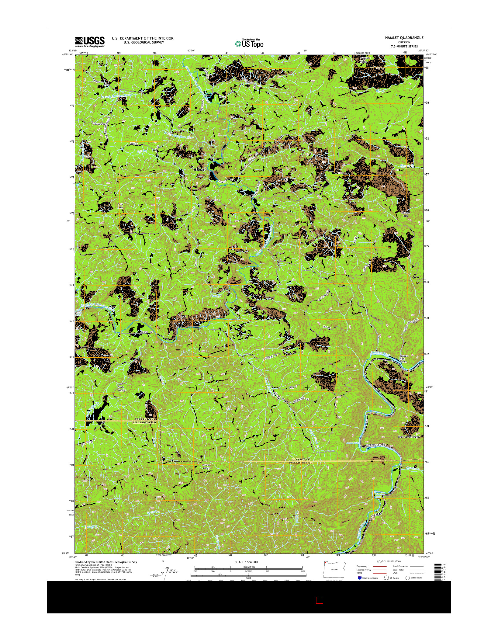 USGS US TOPO 7.5-MINUTE MAP FOR HAMLET, OR 2014