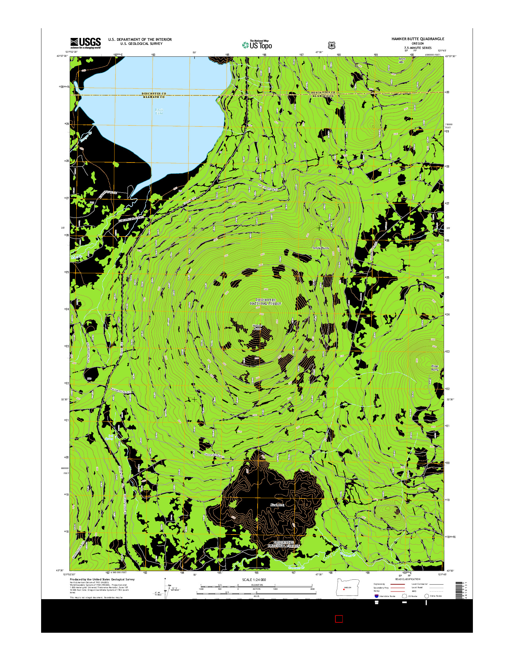 USGS US TOPO 7.5-MINUTE MAP FOR HAMNER BUTTE, OR 2014