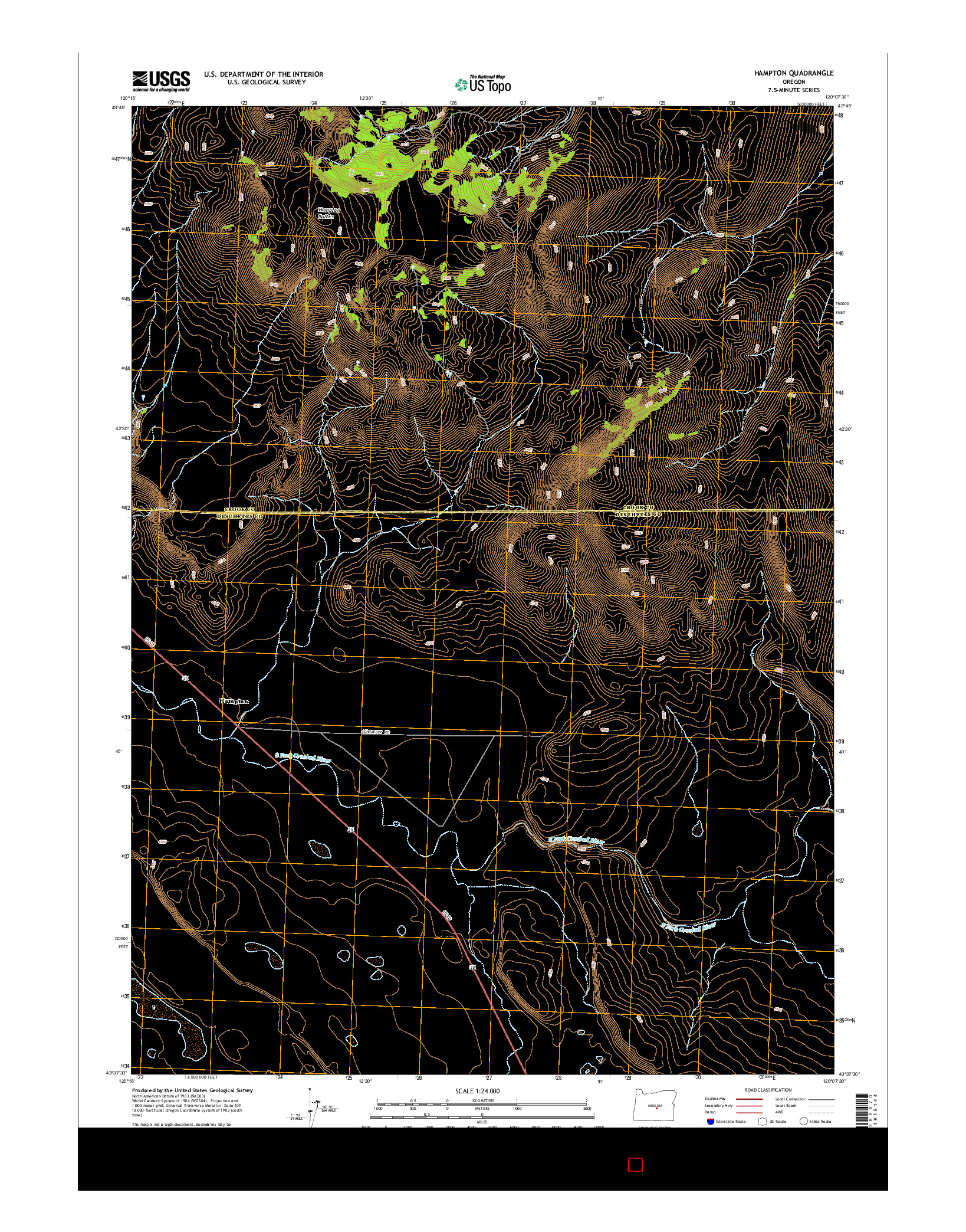 USGS US TOPO 7.5-MINUTE MAP FOR HAMPTON, OR 2014