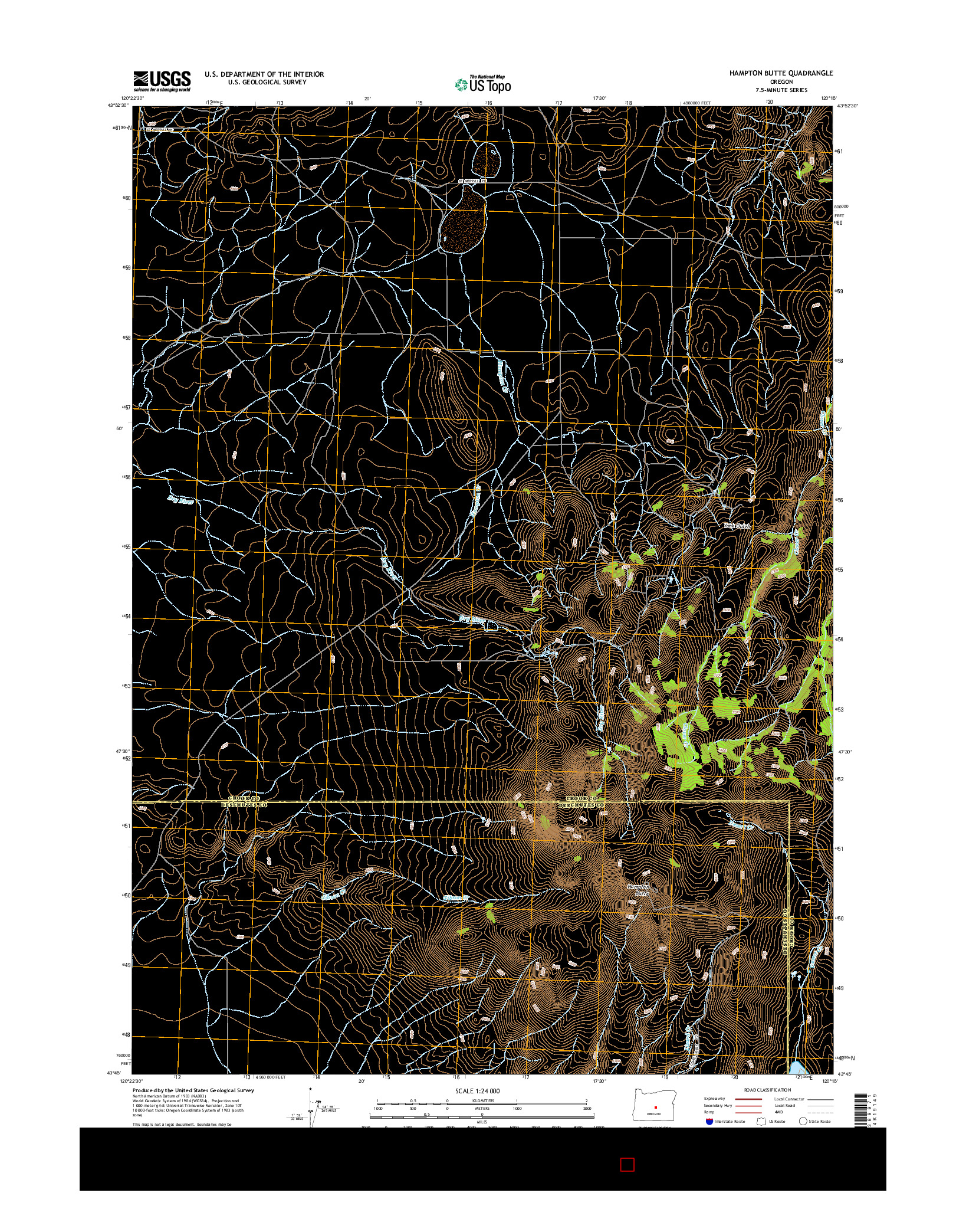 USGS US TOPO 7.5-MINUTE MAP FOR HAMPTON BUTTE, OR 2014