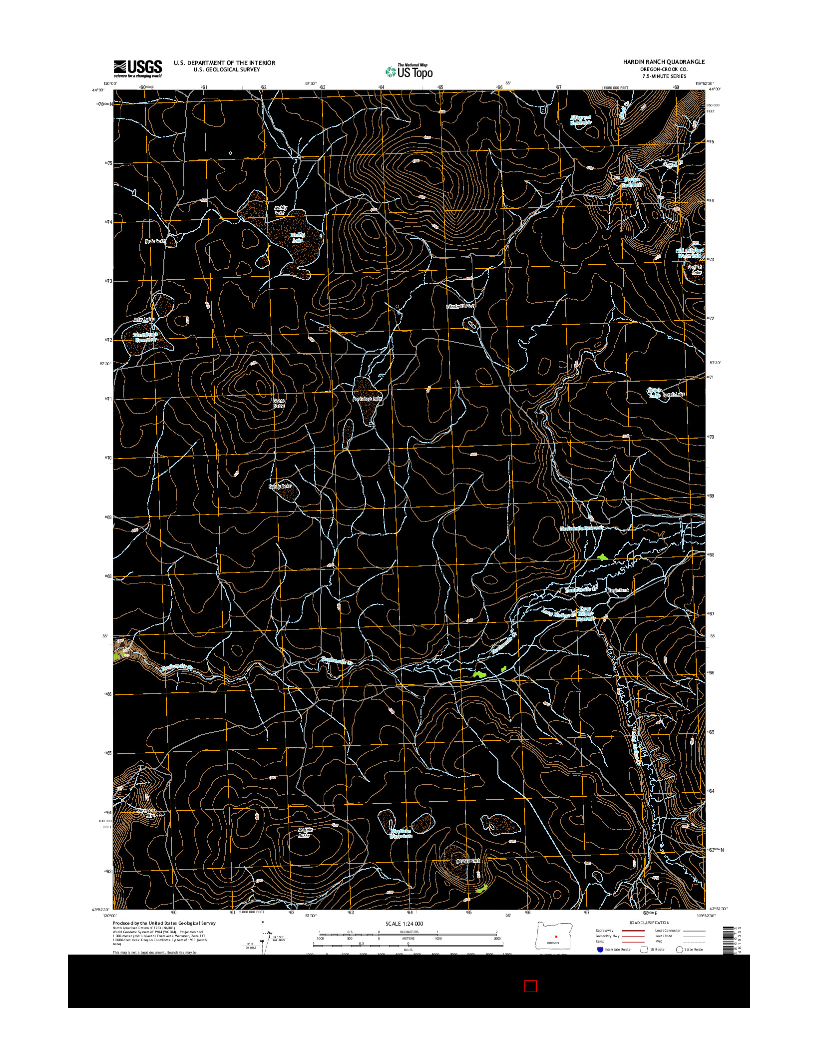 USGS US TOPO 7.5-MINUTE MAP FOR HARDIN RANCH, OR 2014