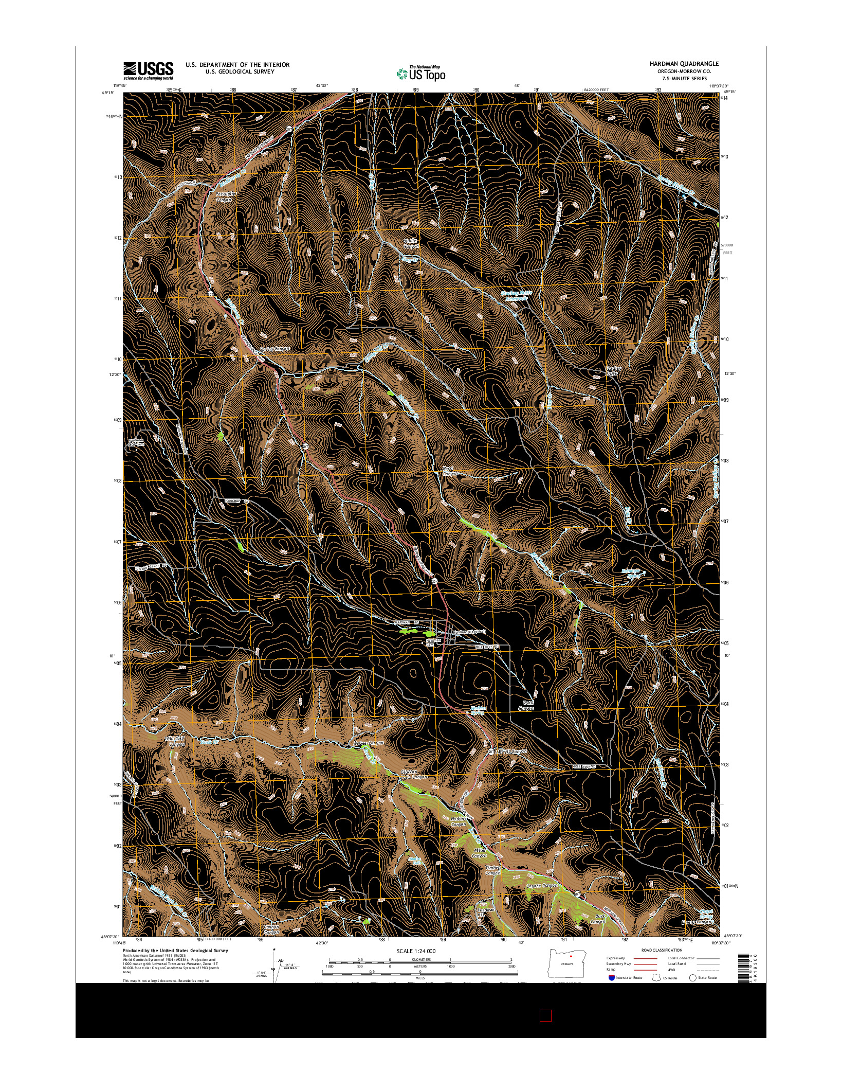 USGS US TOPO 7.5-MINUTE MAP FOR HARDMAN, OR 2014