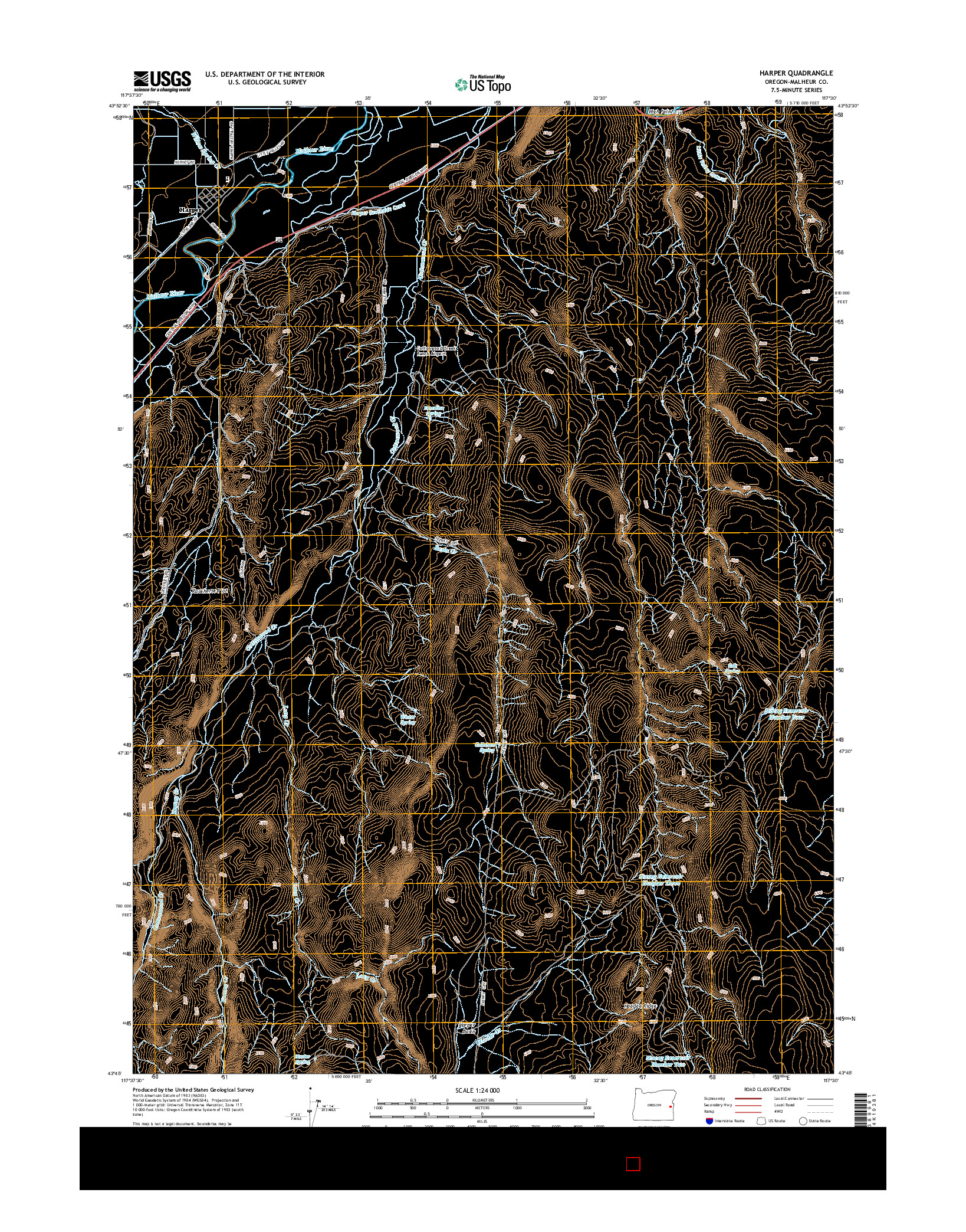 USGS US TOPO 7.5-MINUTE MAP FOR HARPER, OR 2014