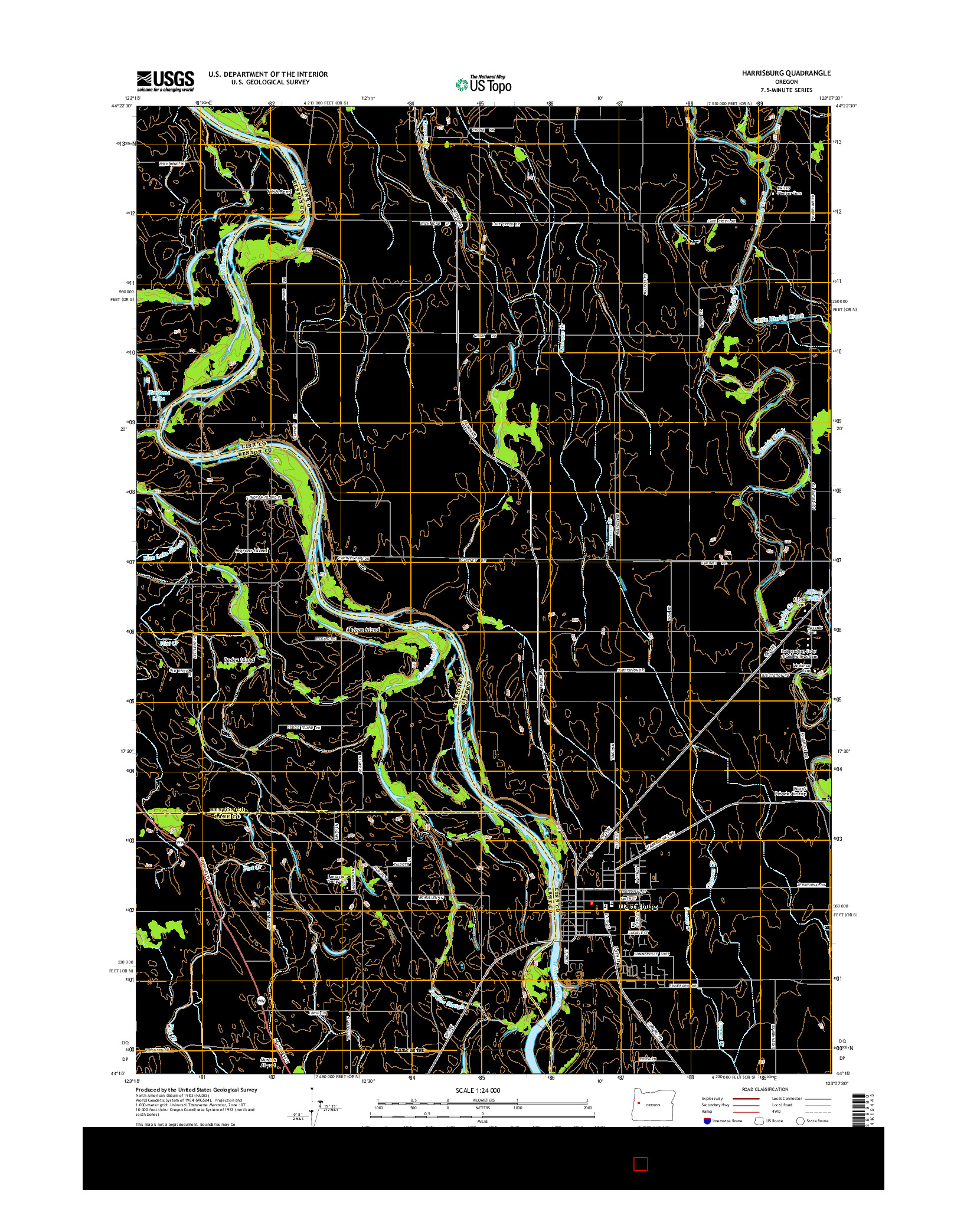 USGS US TOPO 7.5-MINUTE MAP FOR HARRISBURG, OR 2014