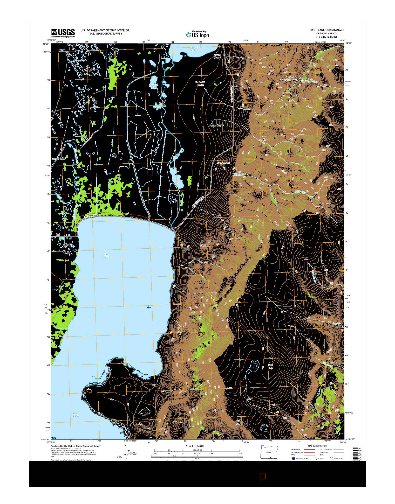 USGS US TOPO 7.5-MINUTE MAP FOR HART LAKE, OR 2014