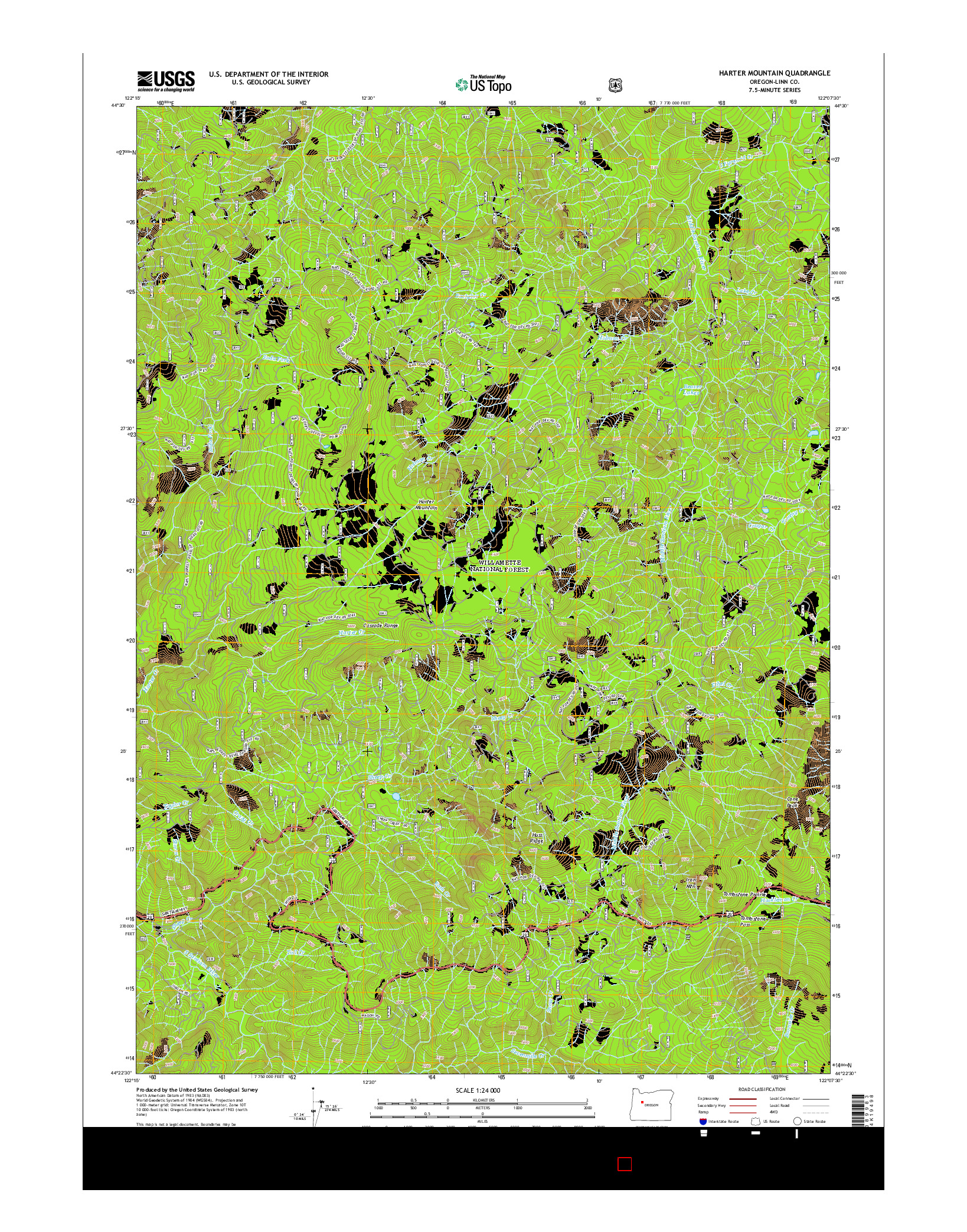 USGS US TOPO 7.5-MINUTE MAP FOR HARTER MOUNTAIN, OR 2014