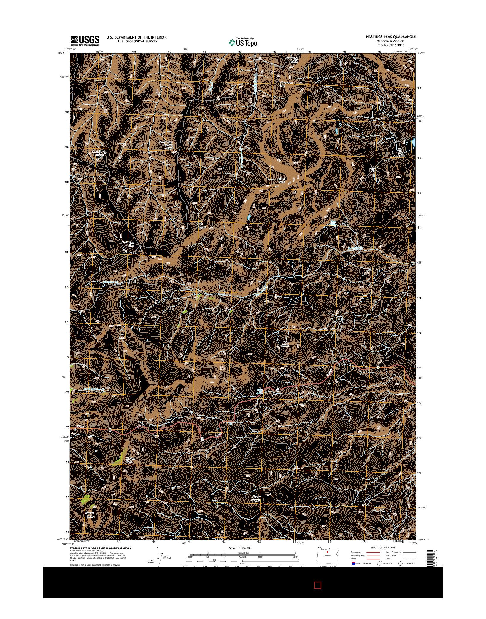 USGS US TOPO 7.5-MINUTE MAP FOR HASTINGS PEAK, OR 2014