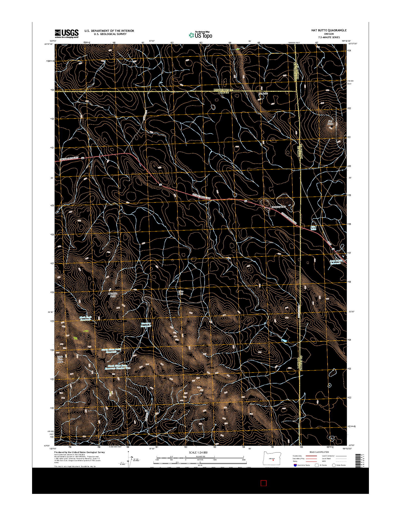 USGS US TOPO 7.5-MINUTE MAP FOR HAT BUTTE, OR 2014