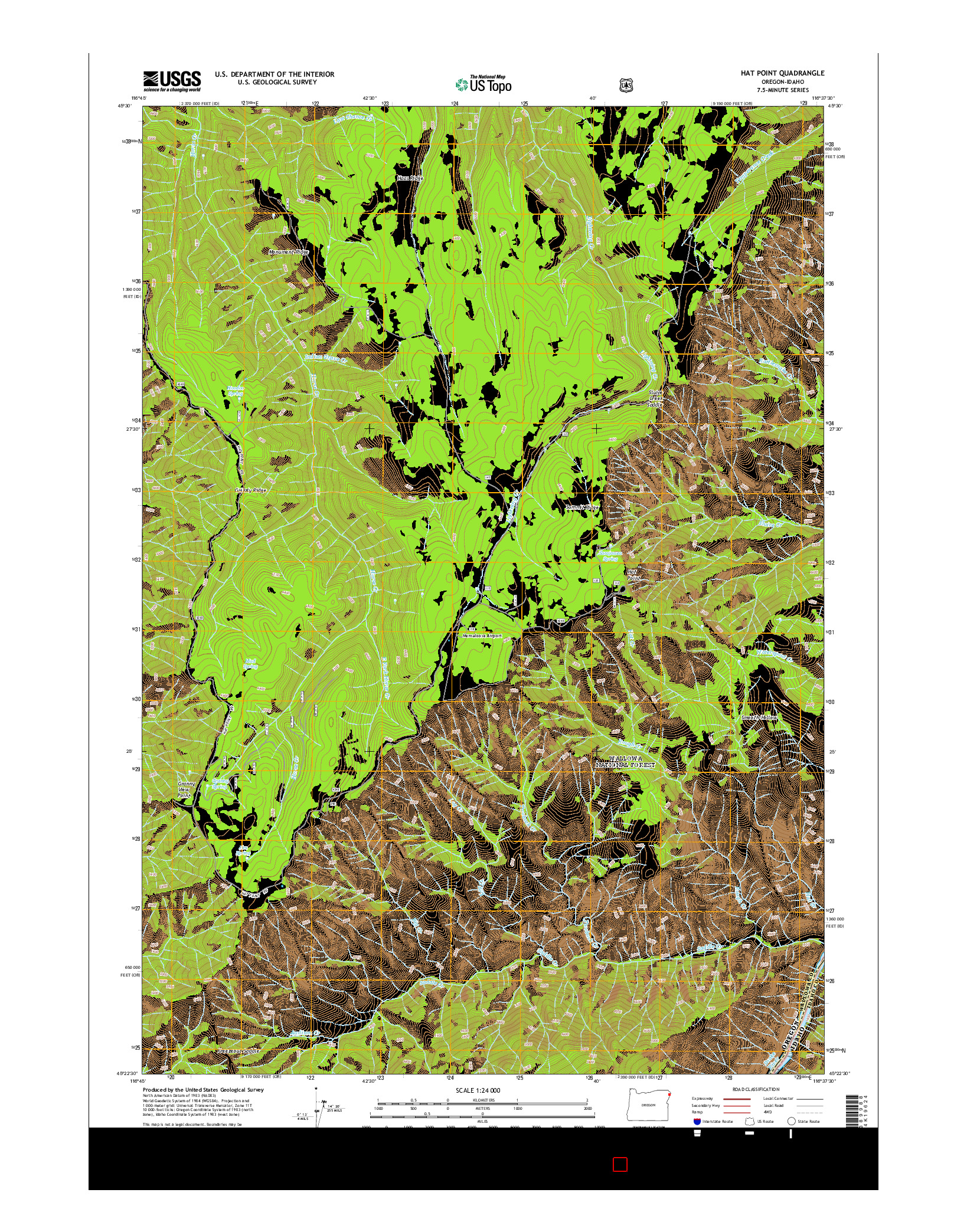 USGS US TOPO 7.5-MINUTE MAP FOR HAT POINT, OR-ID 2014