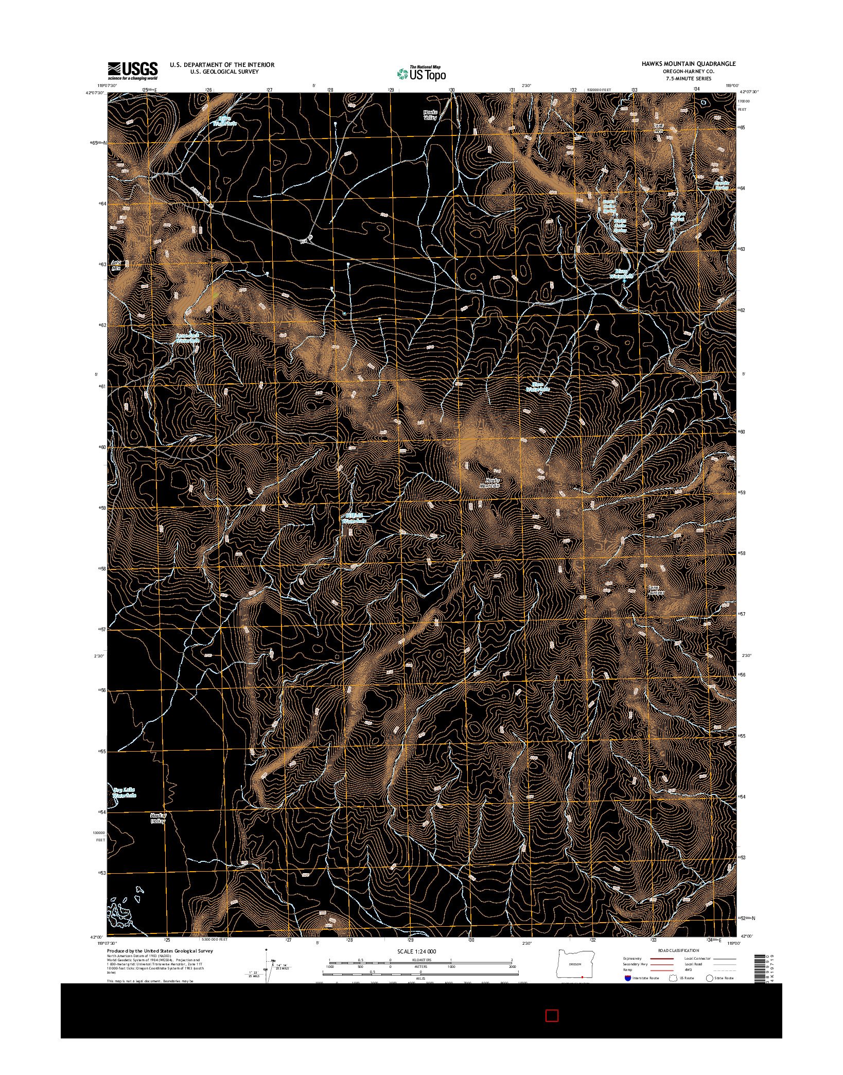 USGS US TOPO 7.5-MINUTE MAP FOR HAWKS MOUNTAIN, OR 2014