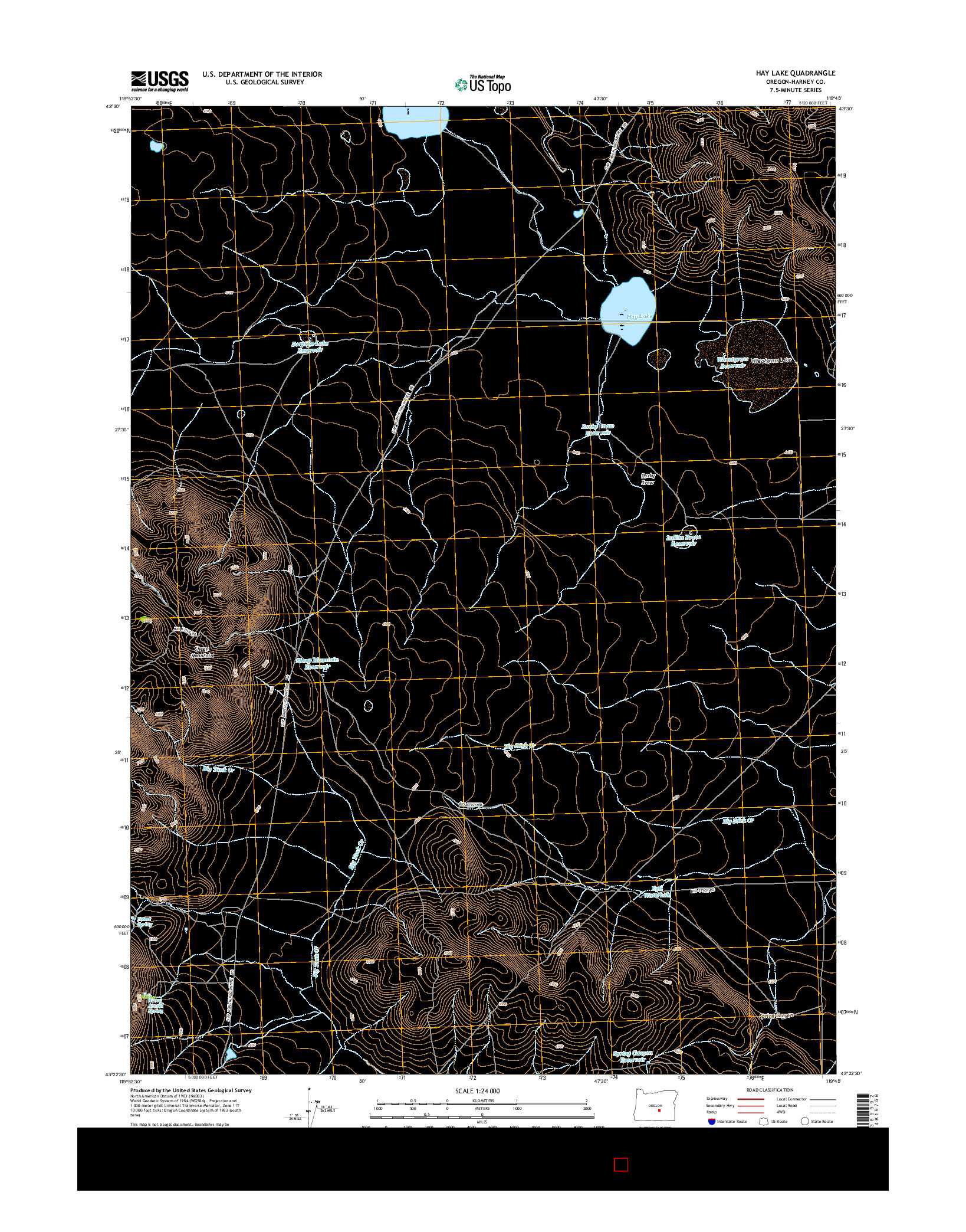 USGS US TOPO 7.5-MINUTE MAP FOR HAY LAKE, OR 2014