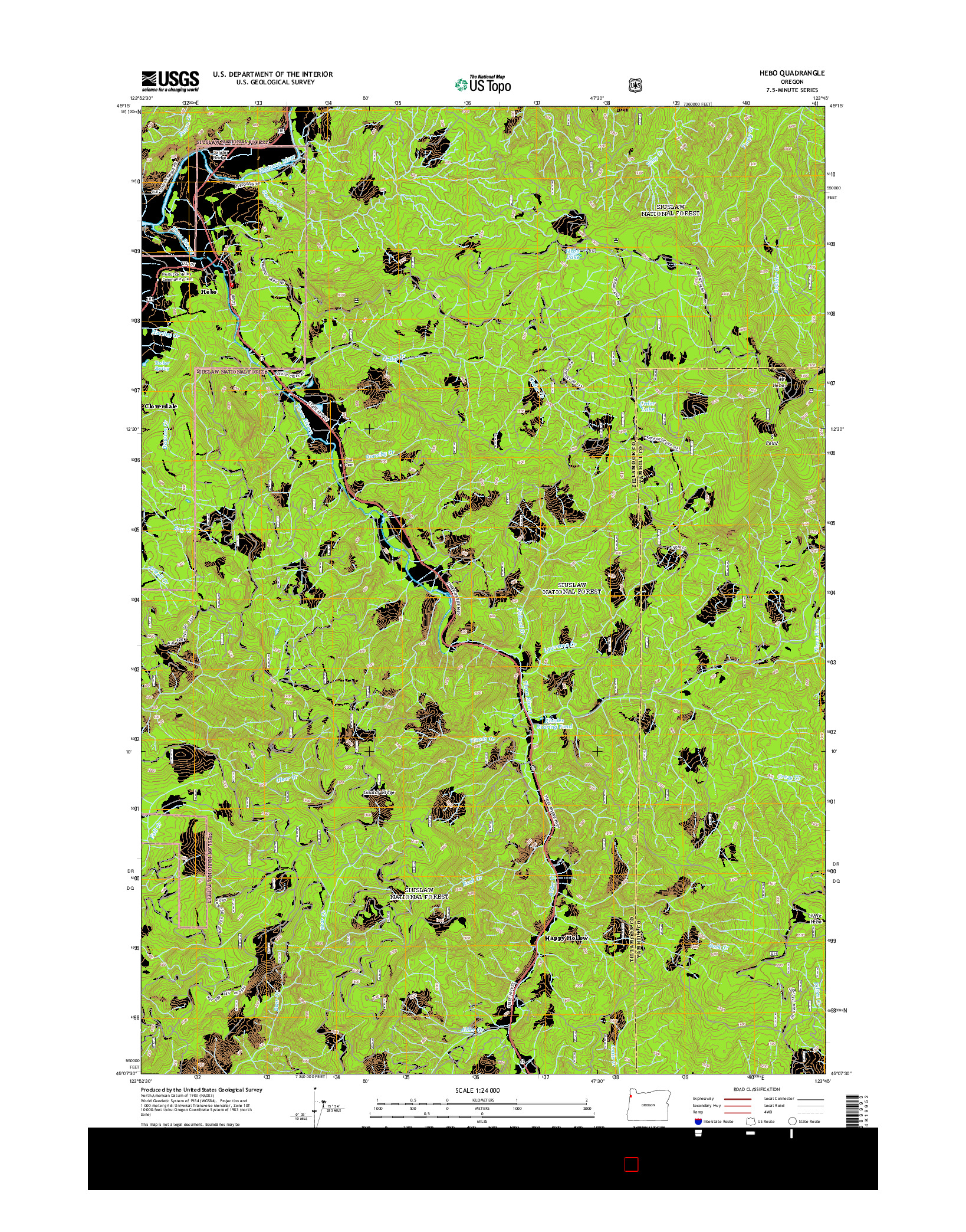 USGS US TOPO 7.5-MINUTE MAP FOR HEBO, OR 2014