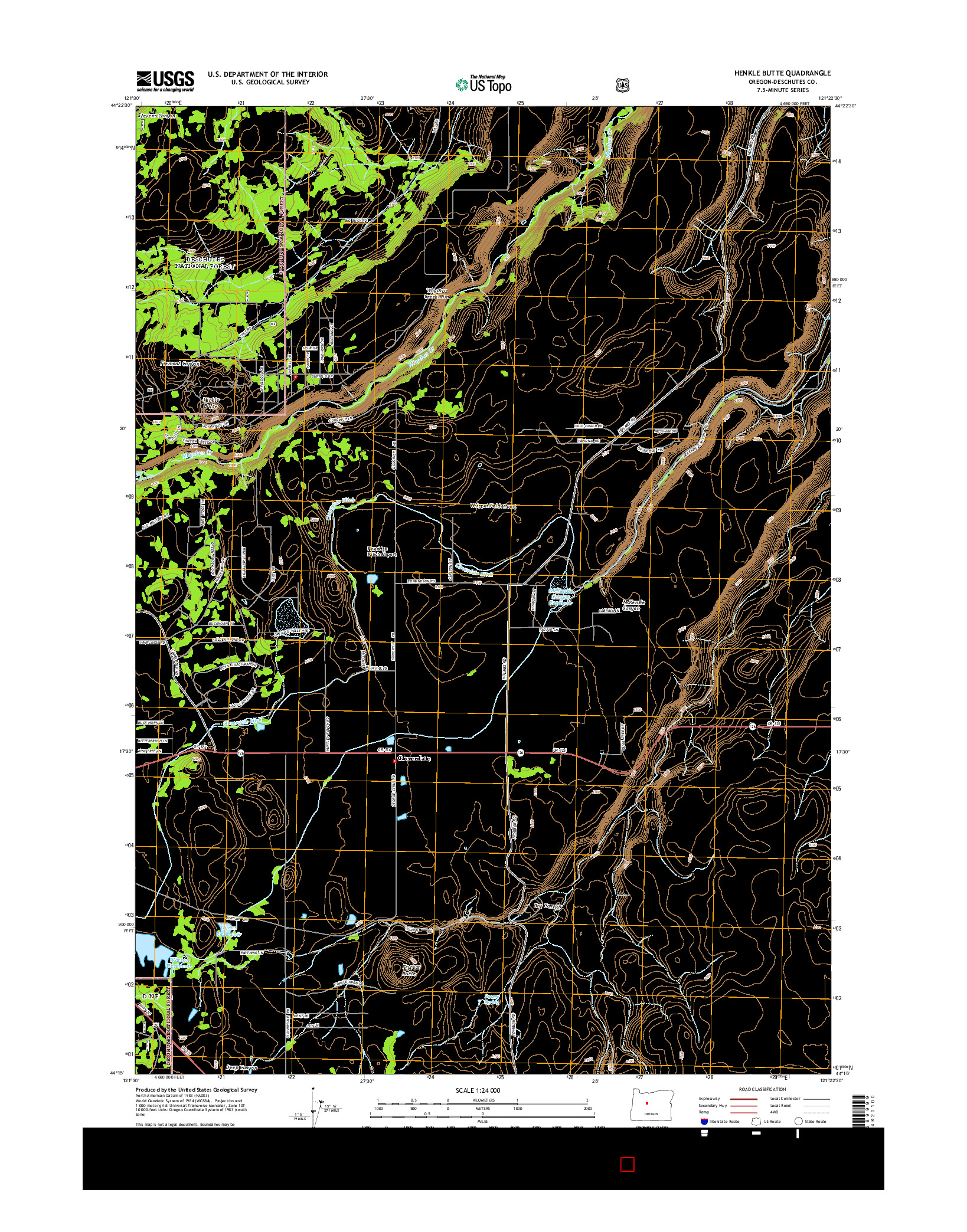 USGS US TOPO 7.5-MINUTE MAP FOR HENKLE BUTTE, OR 2014