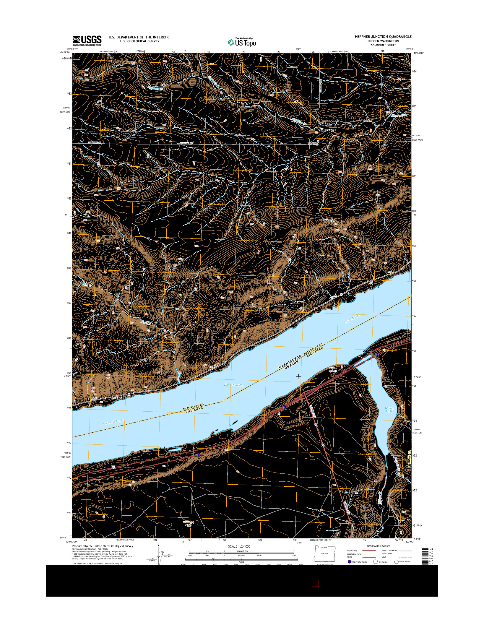 USGS US TOPO 7.5-MINUTE MAP FOR HEPPNER JUNCTION, OR-WA 2014