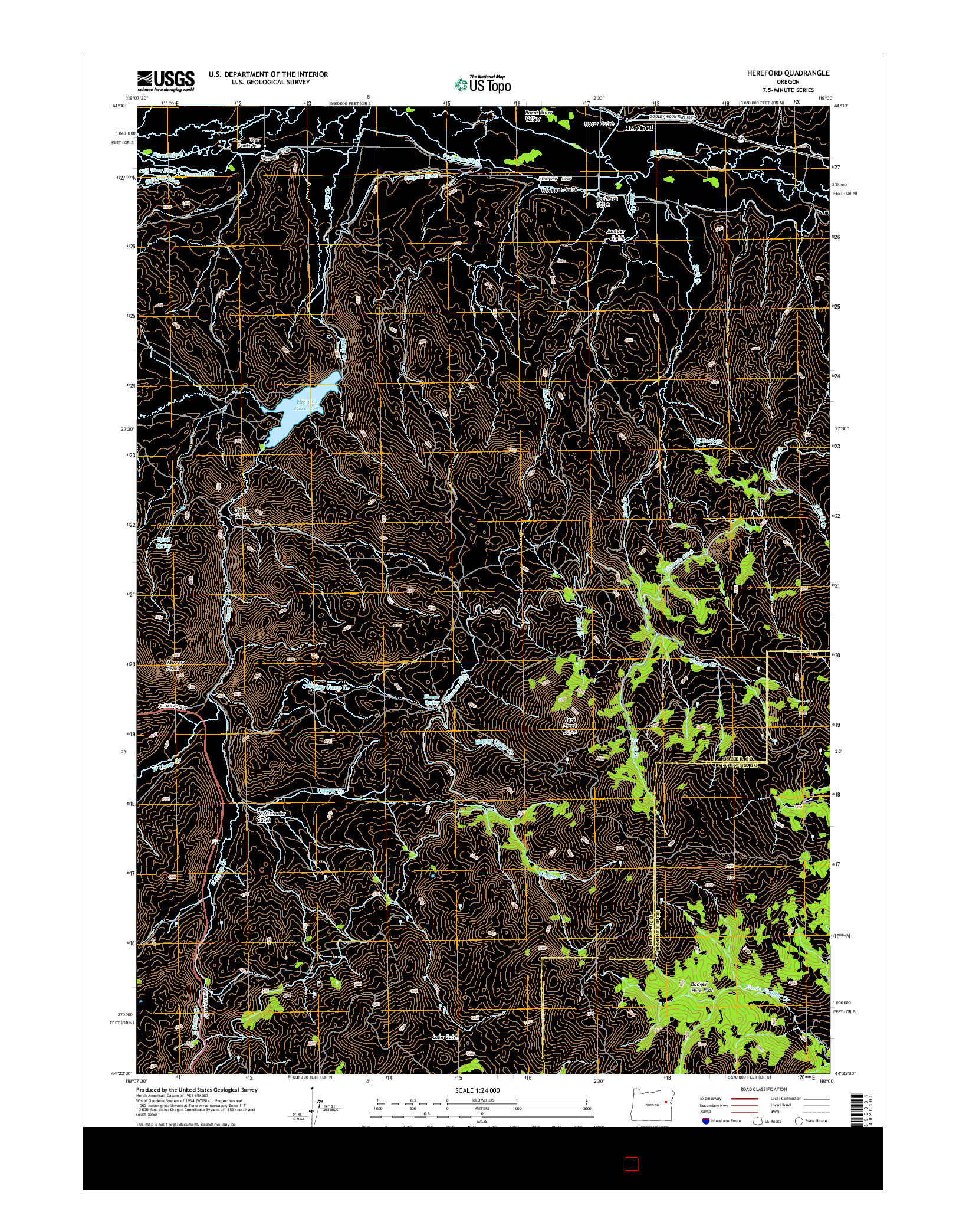 USGS US TOPO 7.5-MINUTE MAP FOR HEREFORD, OR 2014