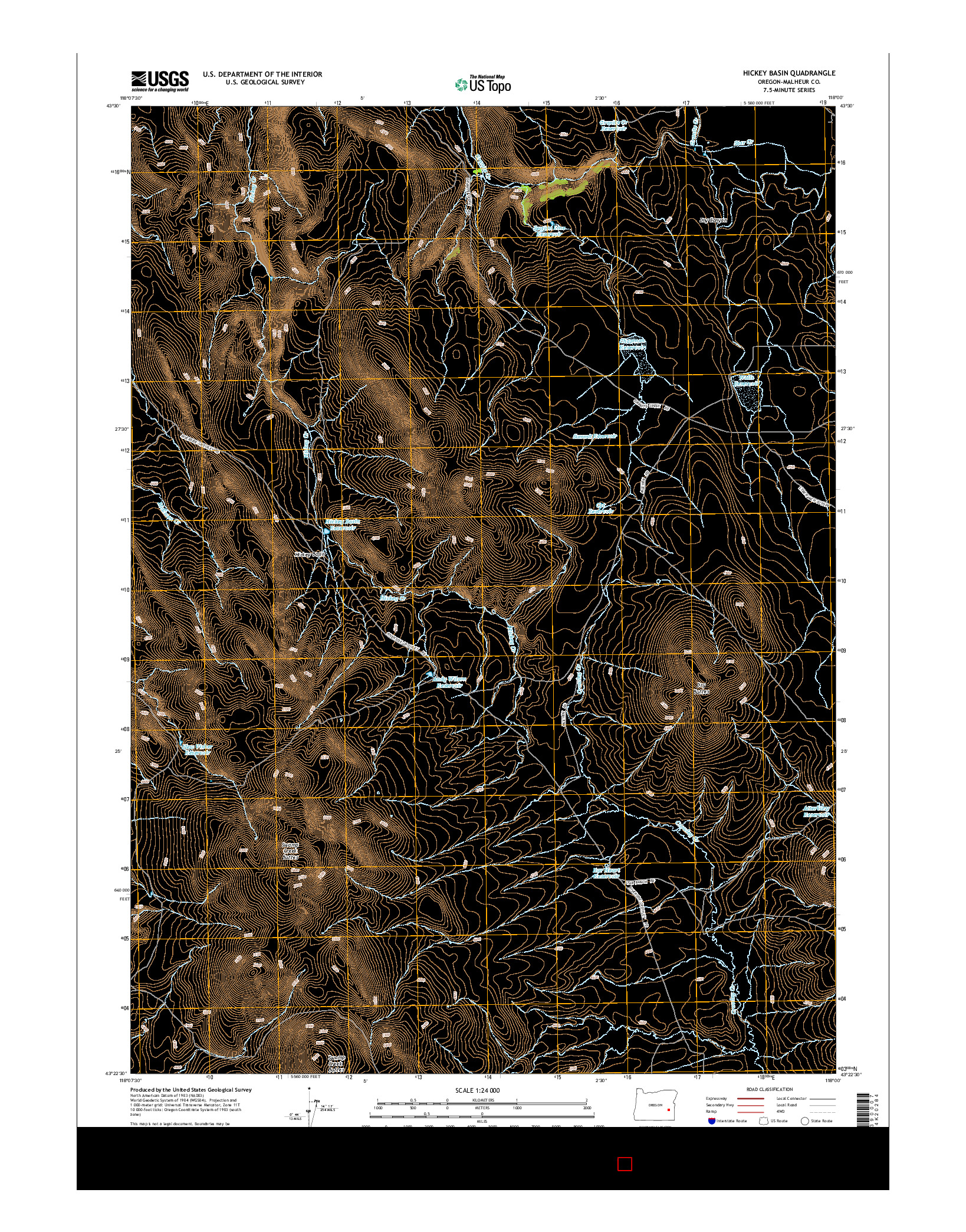 USGS US TOPO 7.5-MINUTE MAP FOR HICKEY BASIN, OR 2014