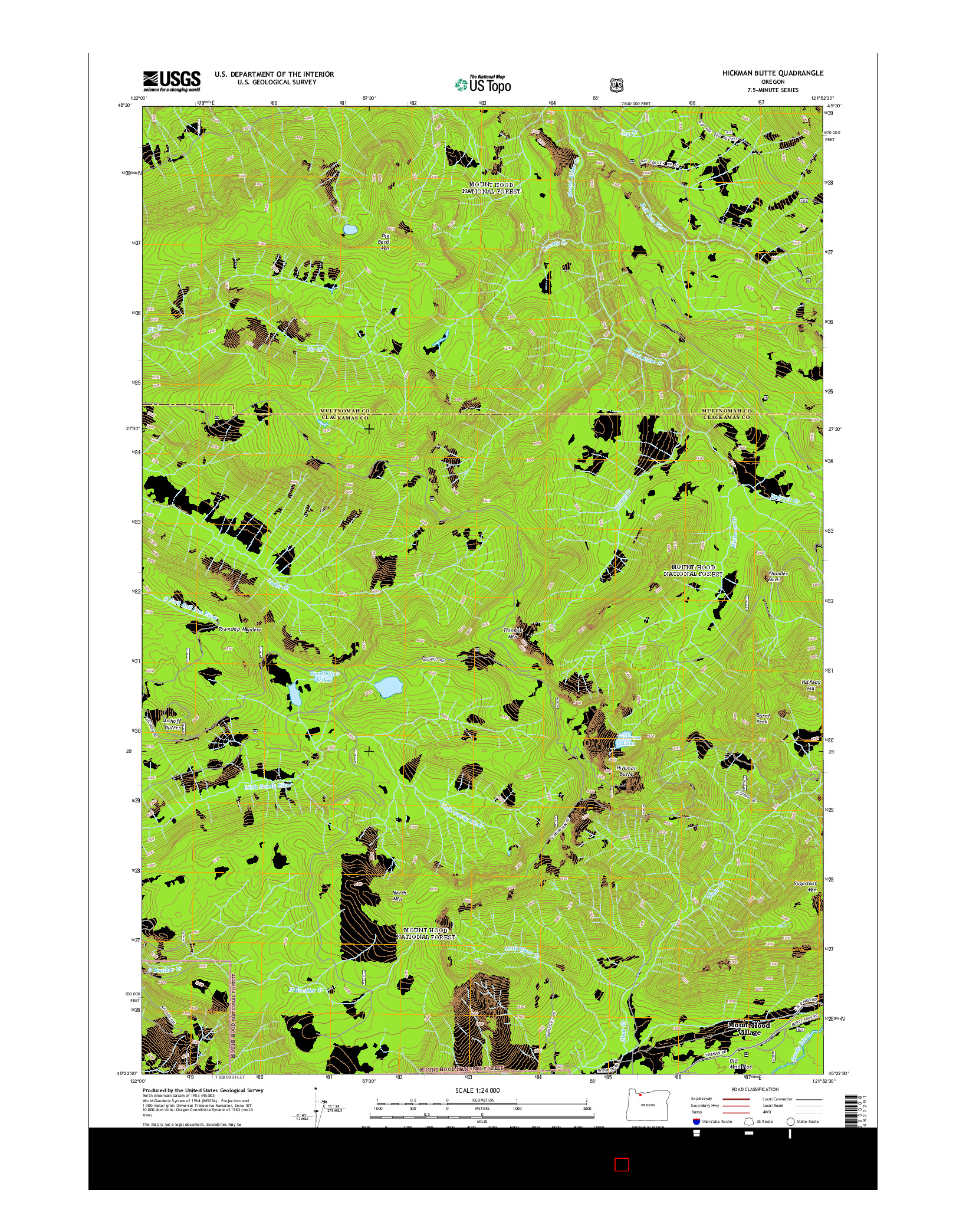 USGS US TOPO 7.5-MINUTE MAP FOR HICKMAN BUTTE, OR 2014