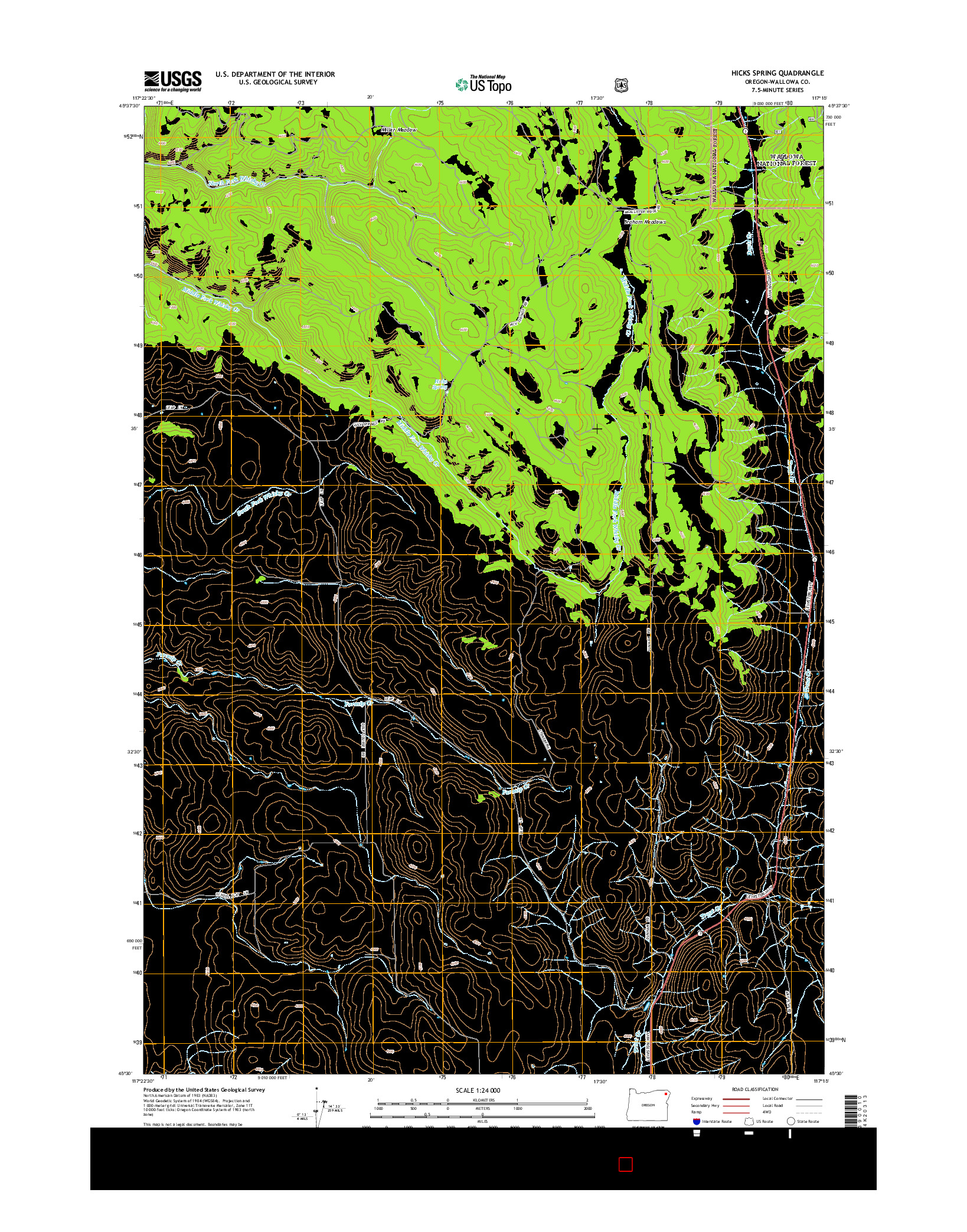 USGS US TOPO 7.5-MINUTE MAP FOR HICKS SPRING, OR 2014