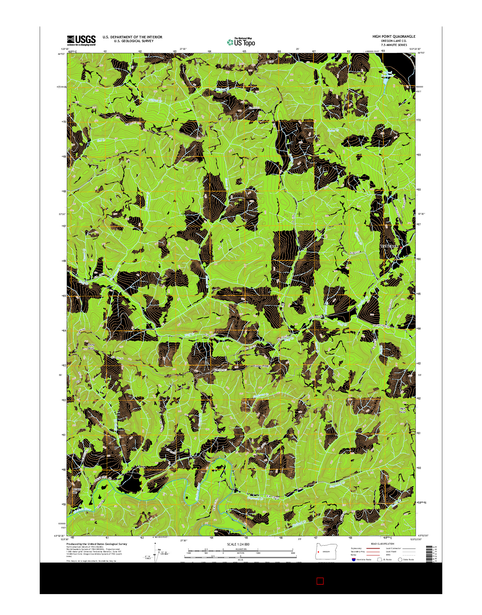 USGS US TOPO 7.5-MINUTE MAP FOR HIGH POINT, OR 2014