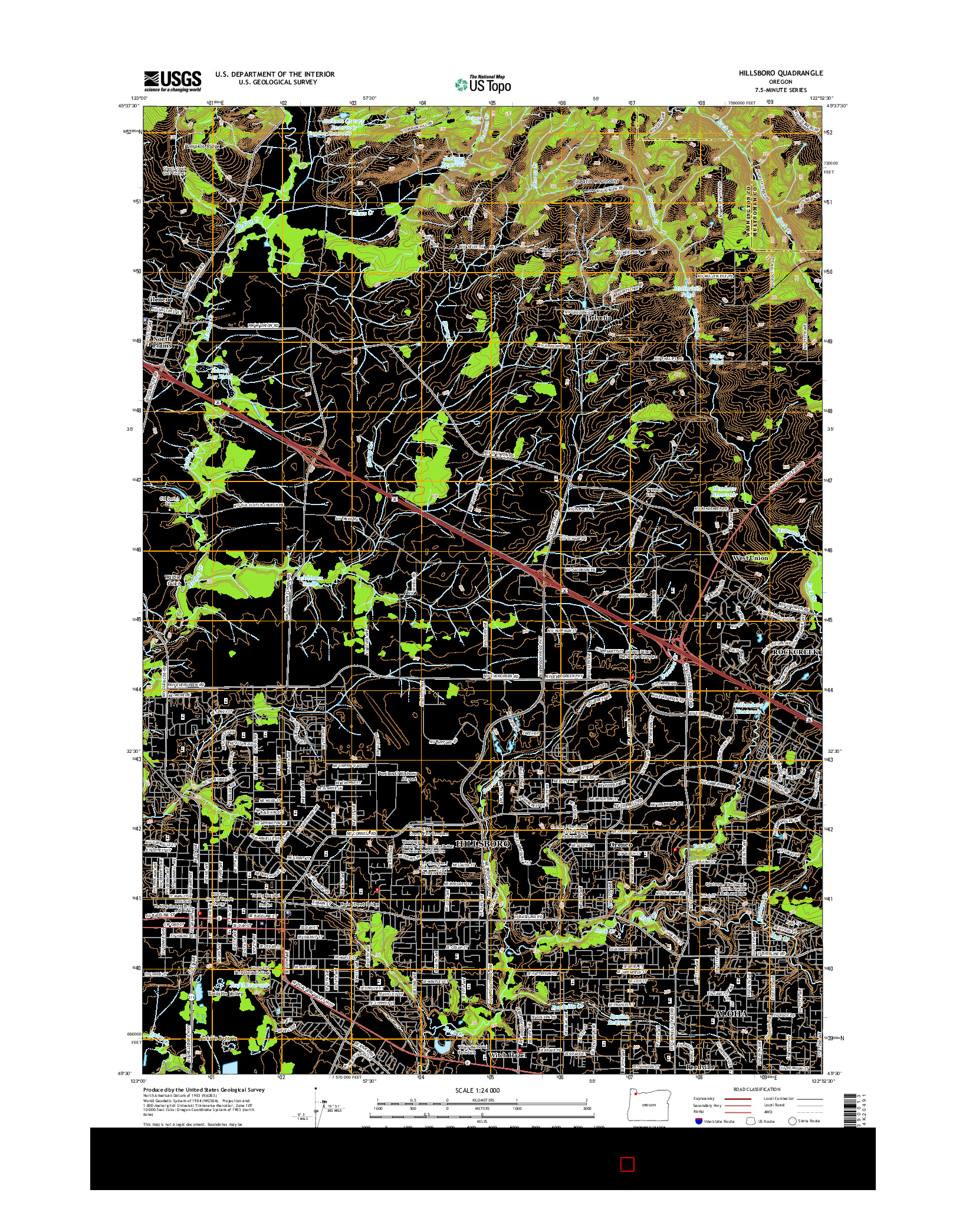 USGS US TOPO 7.5-MINUTE MAP FOR HILLSBORO, OR 2014