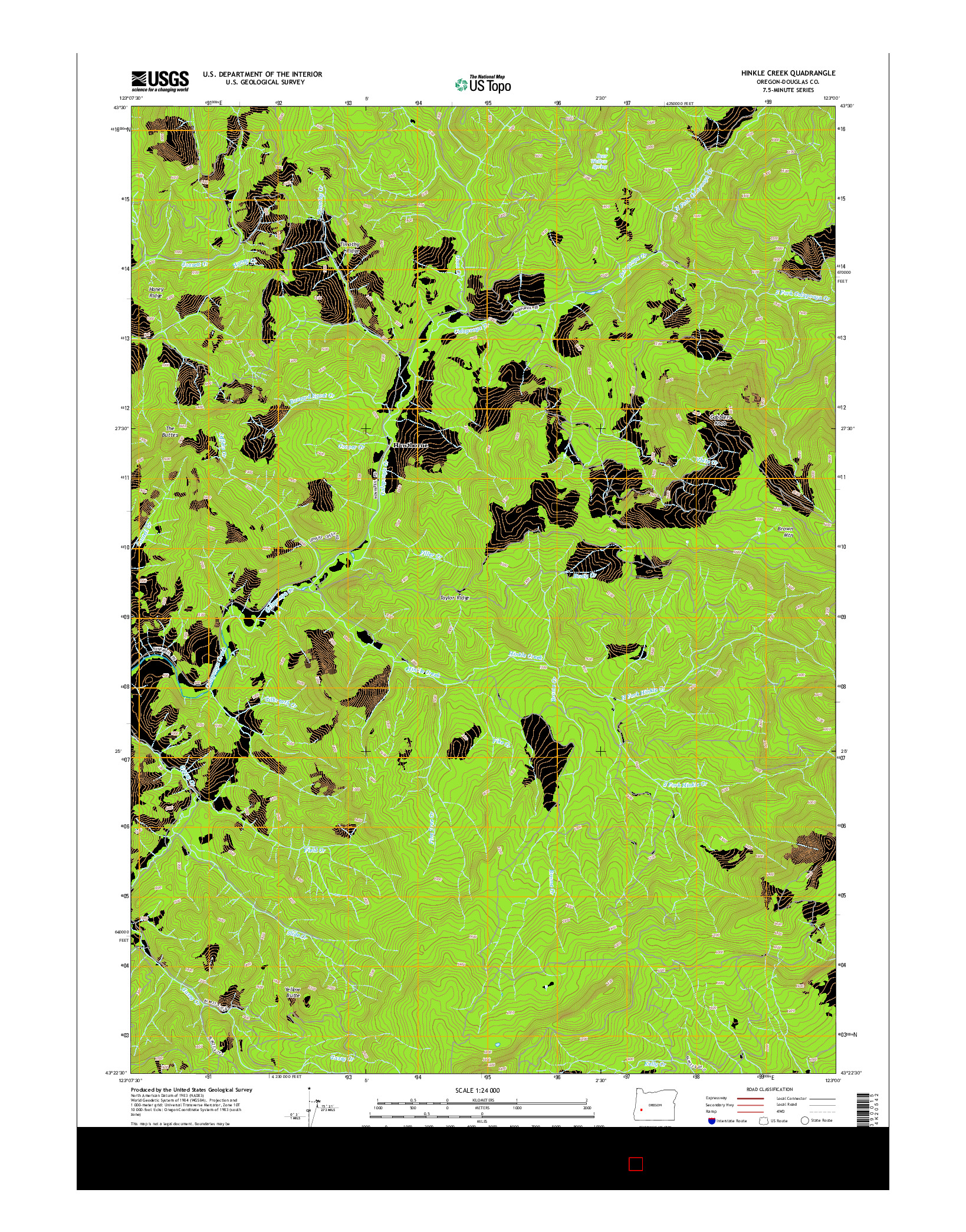 USGS US TOPO 7.5-MINUTE MAP FOR HINKLE CREEK, OR 2014