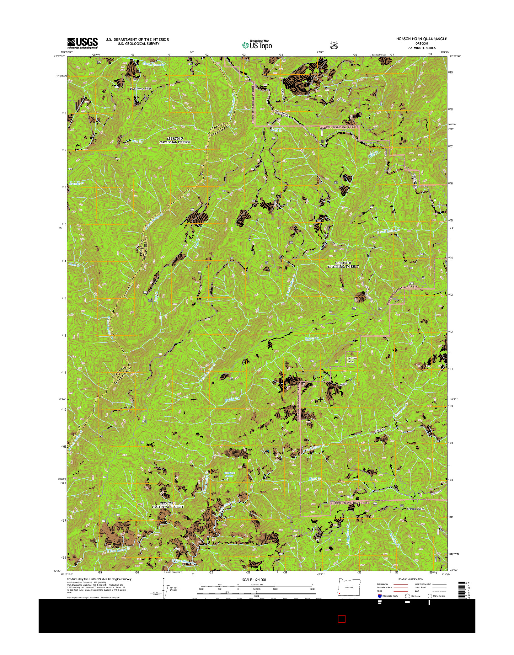 USGS US TOPO 7.5-MINUTE MAP FOR HOBSON HORN, OR 2014