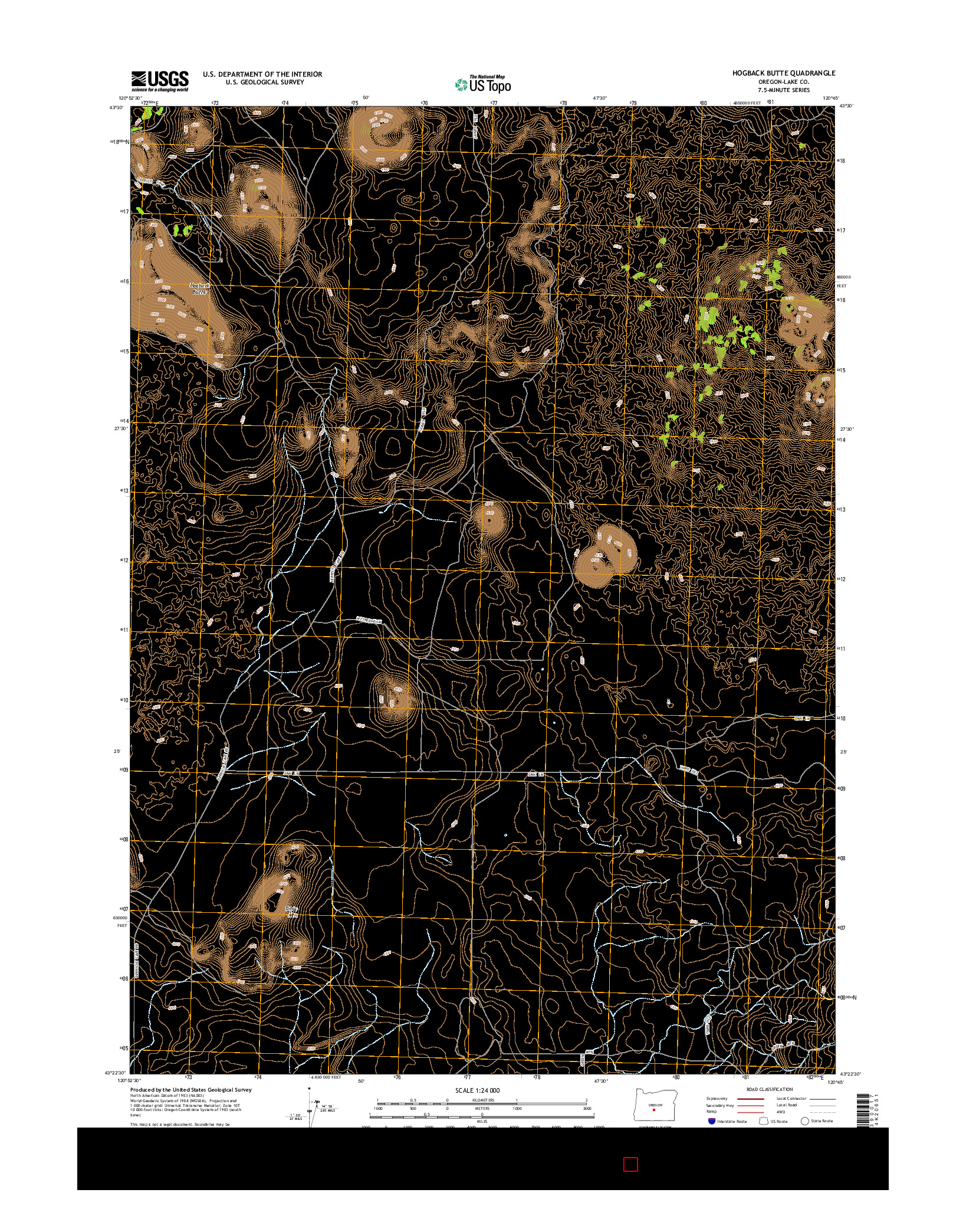 USGS US TOPO 7.5-MINUTE MAP FOR HOGBACK BUTTE, OR 2014