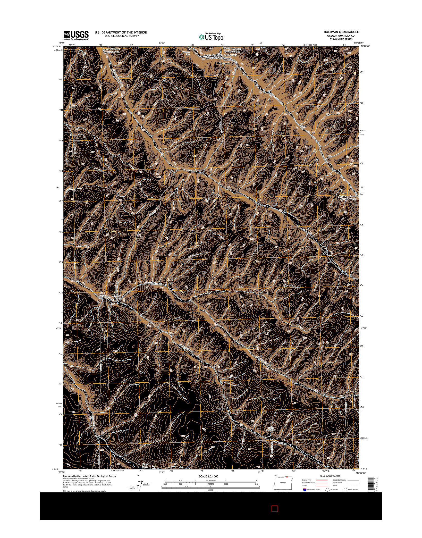 USGS US TOPO 7.5-MINUTE MAP FOR HOLDMAN, OR 2014