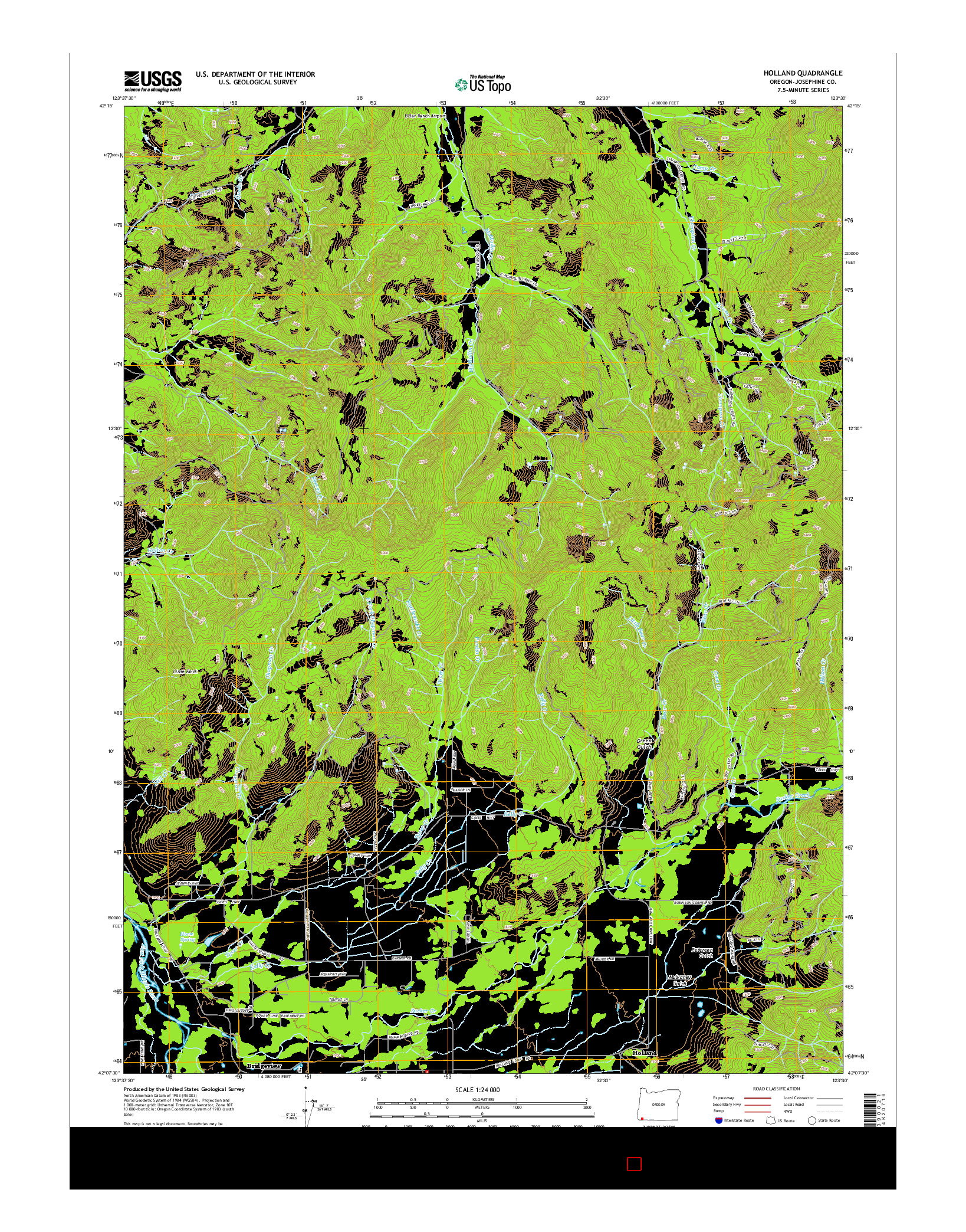 USGS US TOPO 7.5-MINUTE MAP FOR HOLLAND, OR 2014