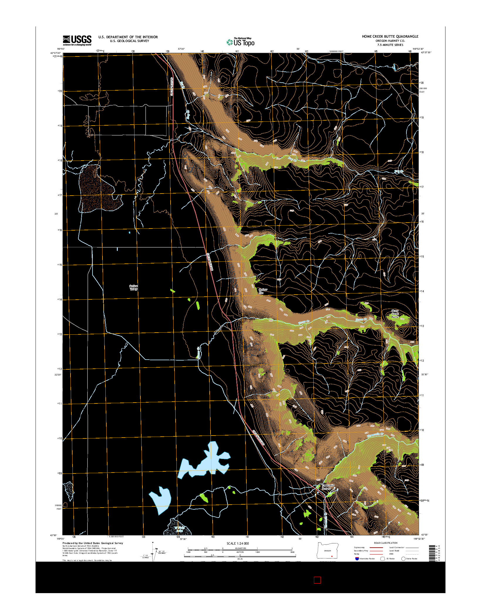 USGS US TOPO 7.5-MINUTE MAP FOR HOME CREEK BUTTE, OR 2014