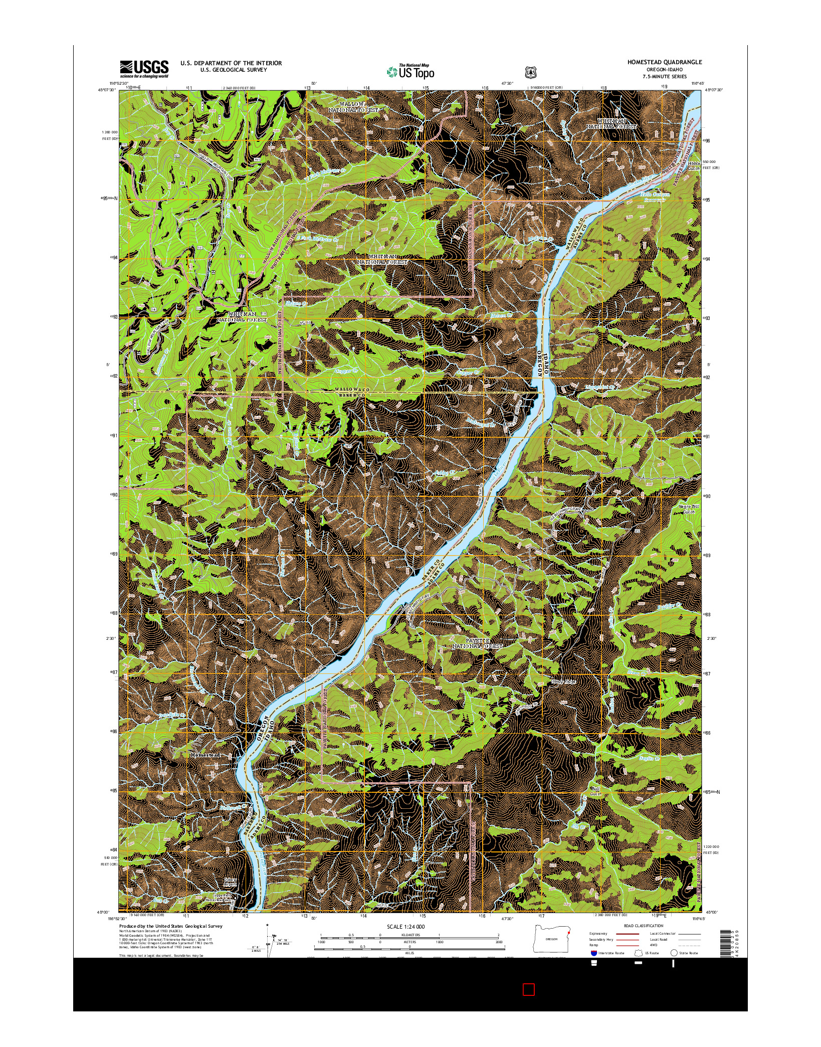USGS US TOPO 7.5-MINUTE MAP FOR HOMESTEAD, OR-ID 2014