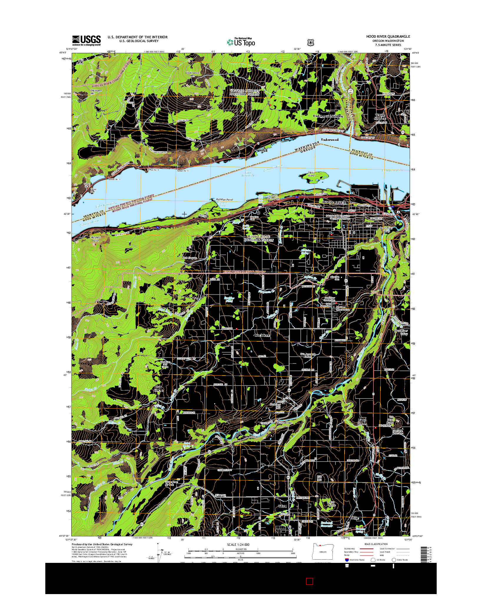 USGS US TOPO 7.5-MINUTE MAP FOR HOOD RIVER, OR-WA 2014
