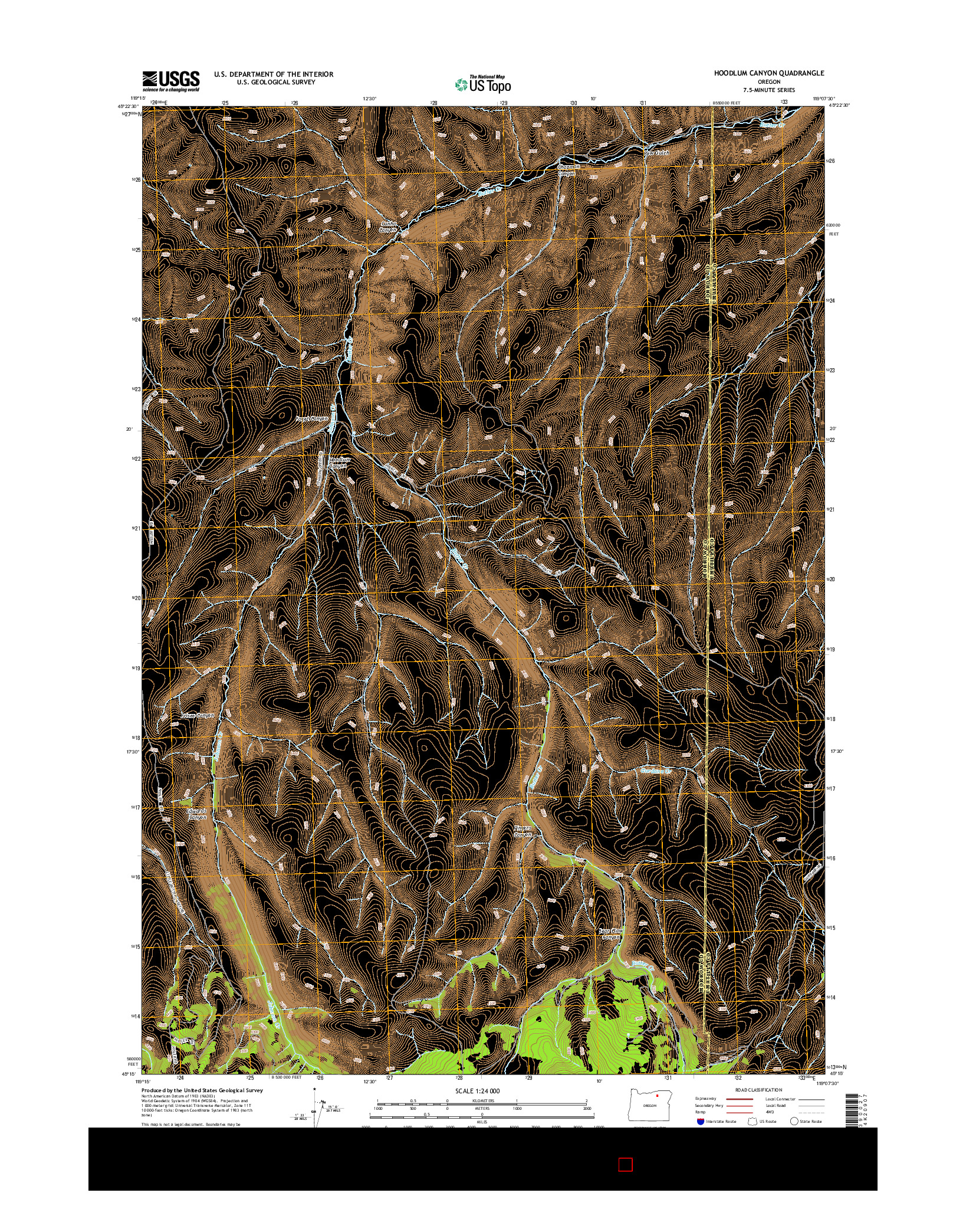 USGS US TOPO 7.5-MINUTE MAP FOR HOODLUM CANYON, OR 2014