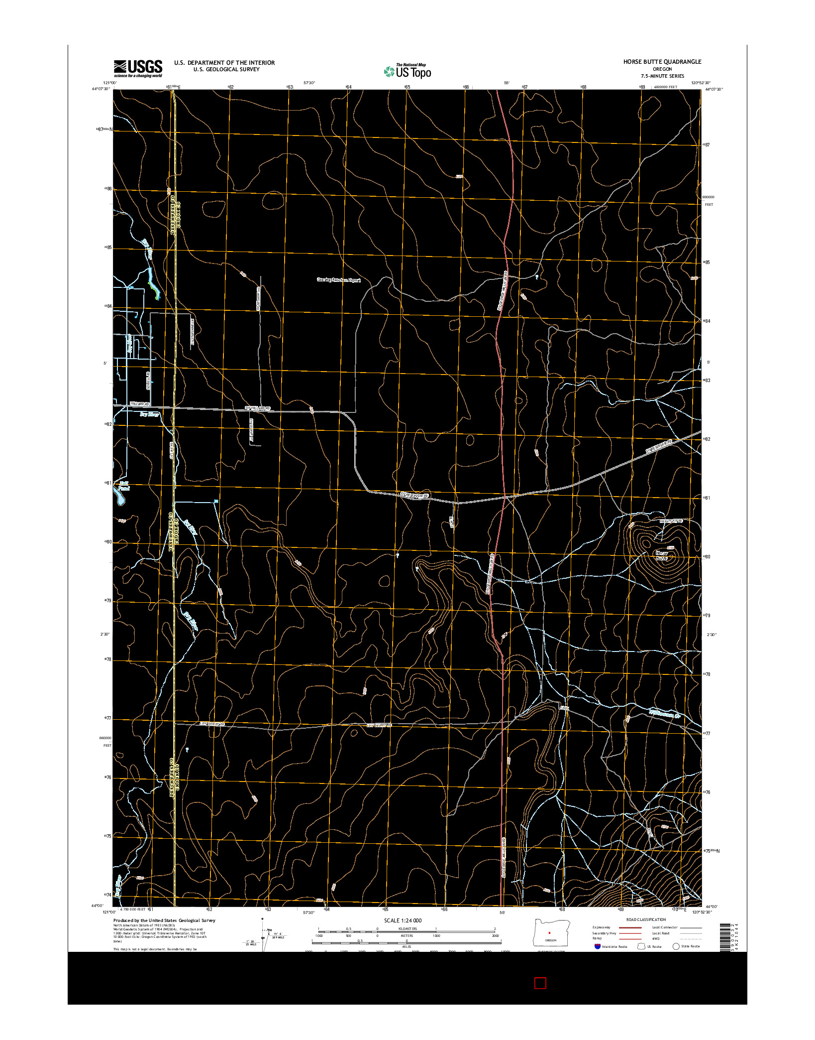 USGS US TOPO 7.5-MINUTE MAP FOR HORSE BUTTE, OR 2014
