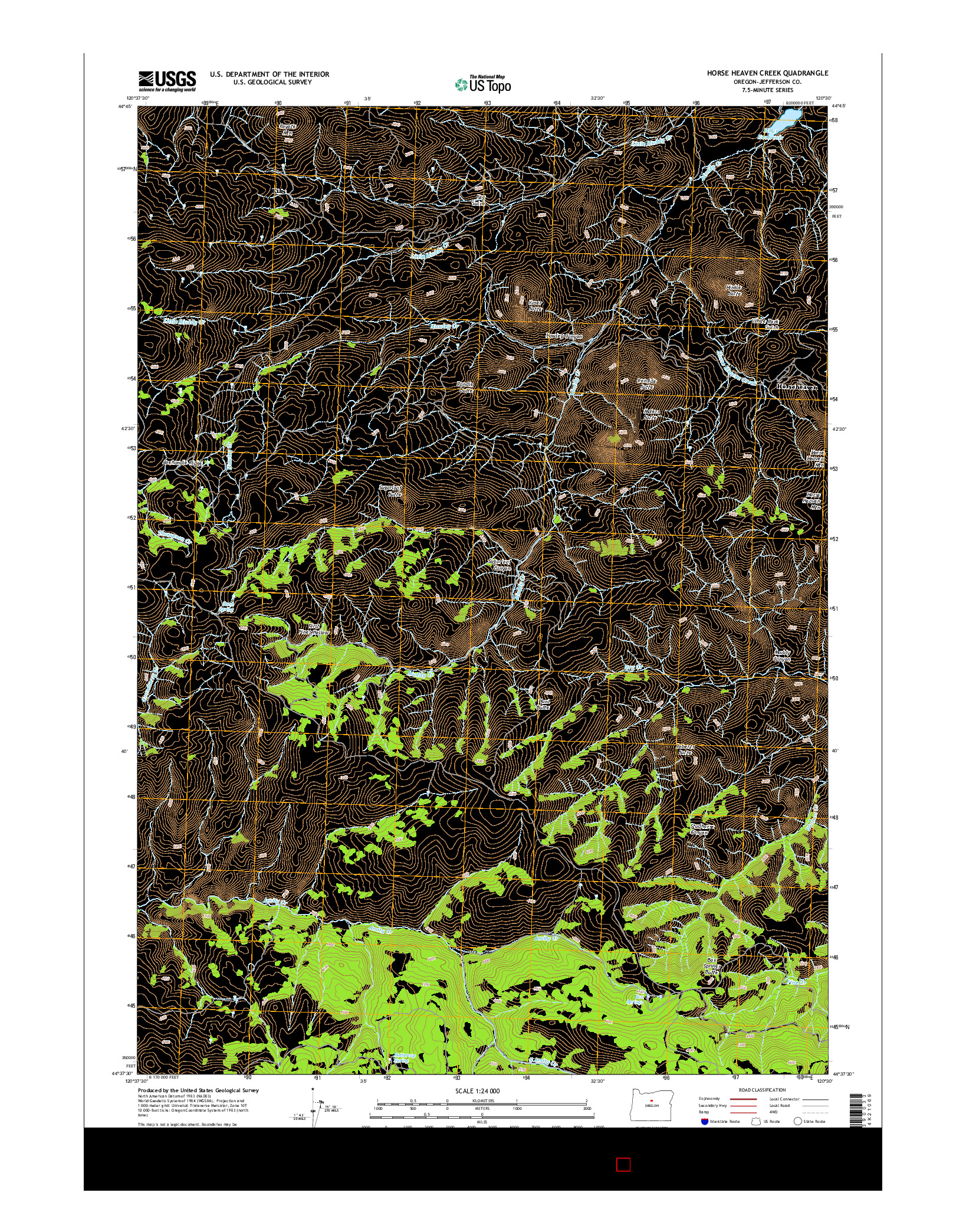 USGS US TOPO 7.5-MINUTE MAP FOR HORSE HEAVEN CREEK, OR 2014