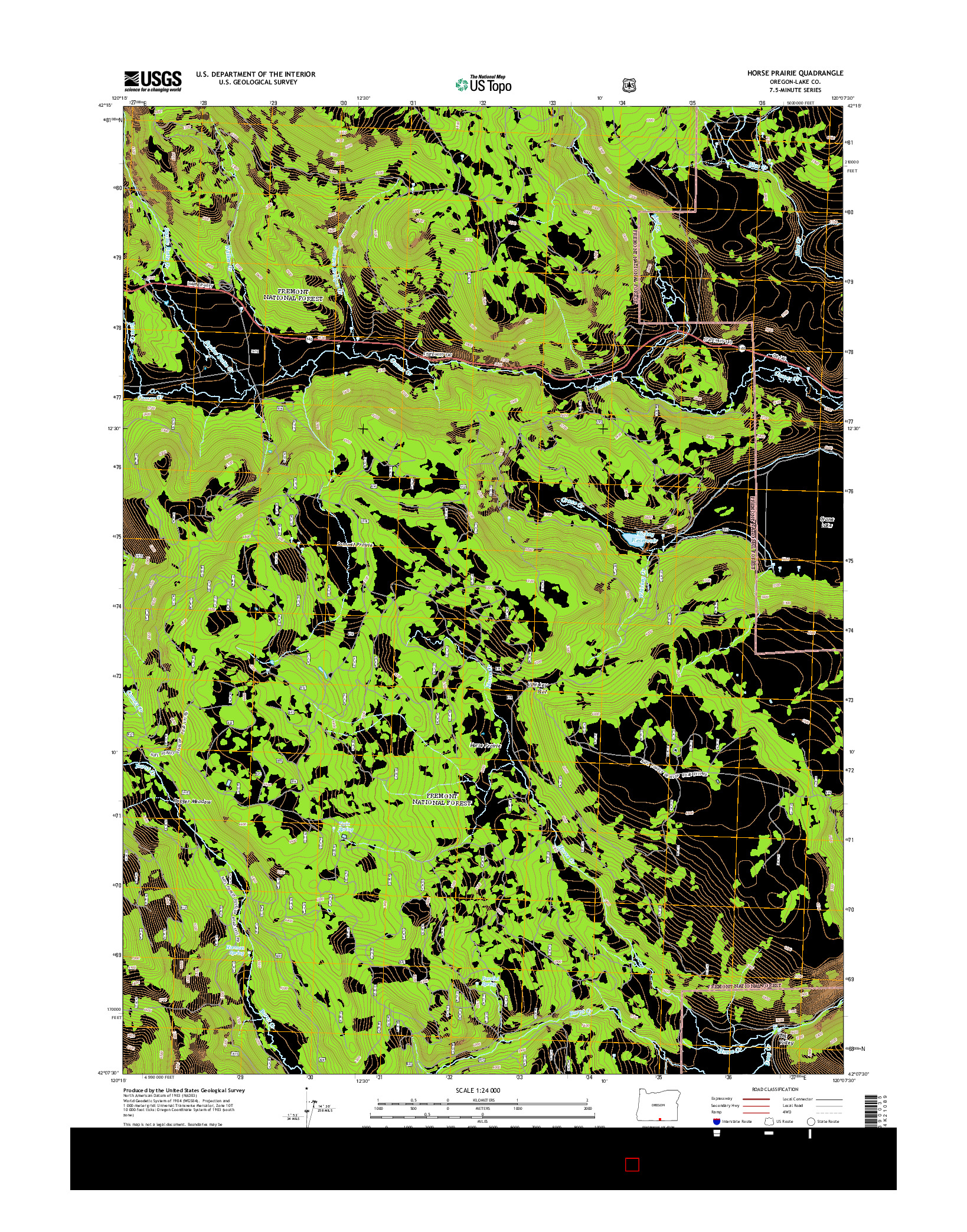 USGS US TOPO 7.5-MINUTE MAP FOR HORSE PRAIRIE, OR 2014