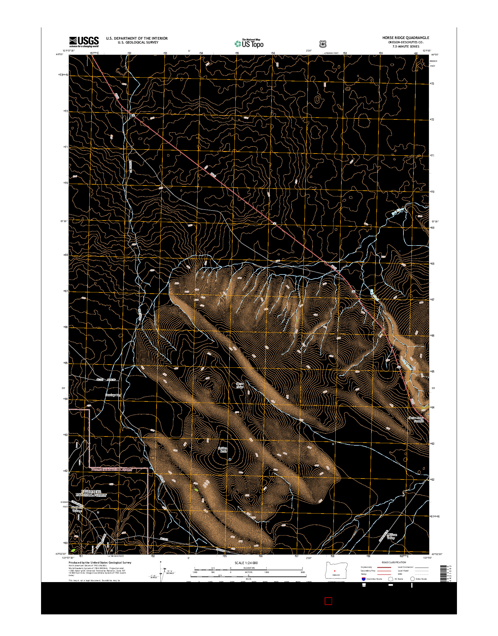 USGS US TOPO 7.5-MINUTE MAP FOR HORSE RIDGE, OR 2014