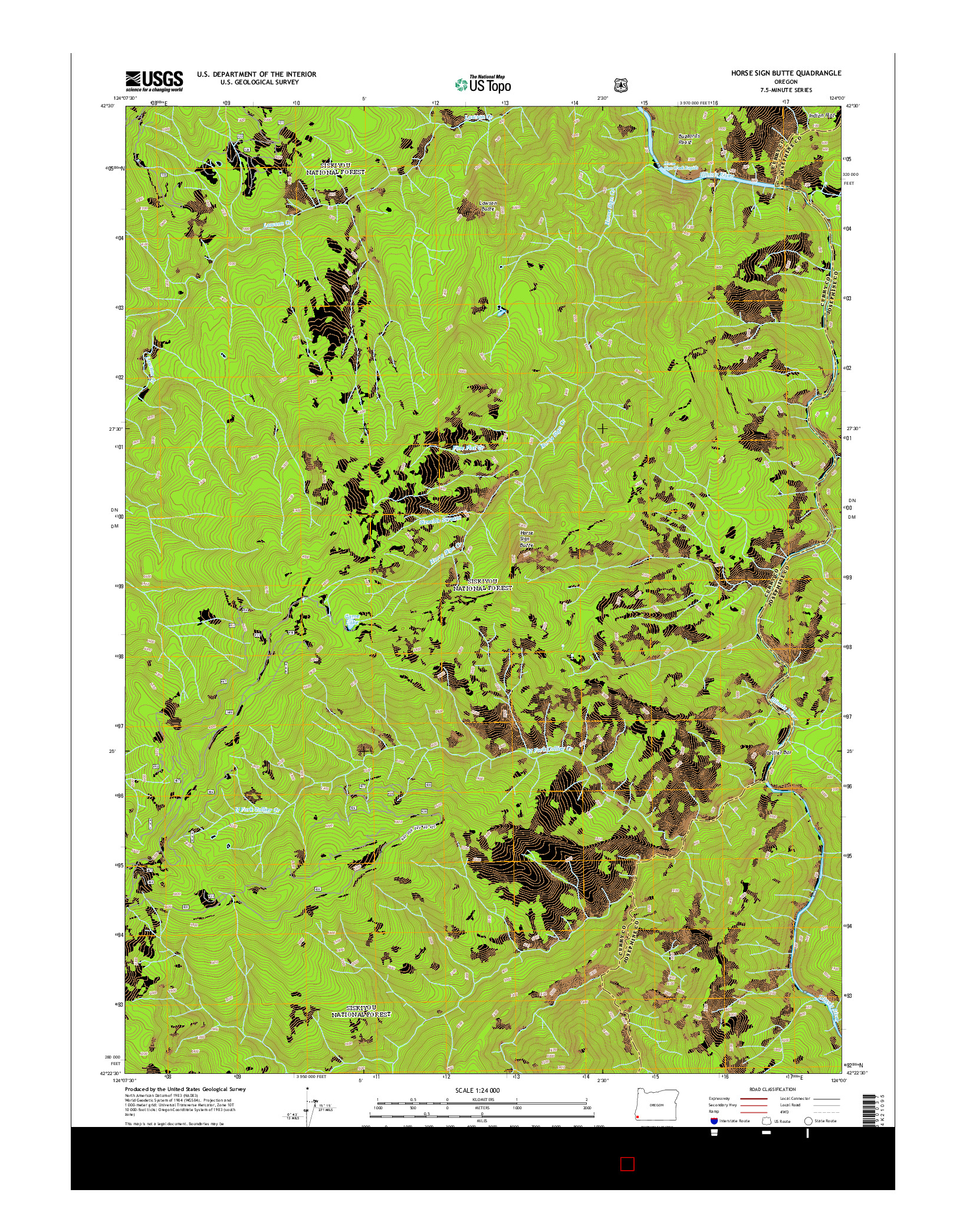 USGS US TOPO 7.5-MINUTE MAP FOR HORSE SIGN BUTTE, OR 2014