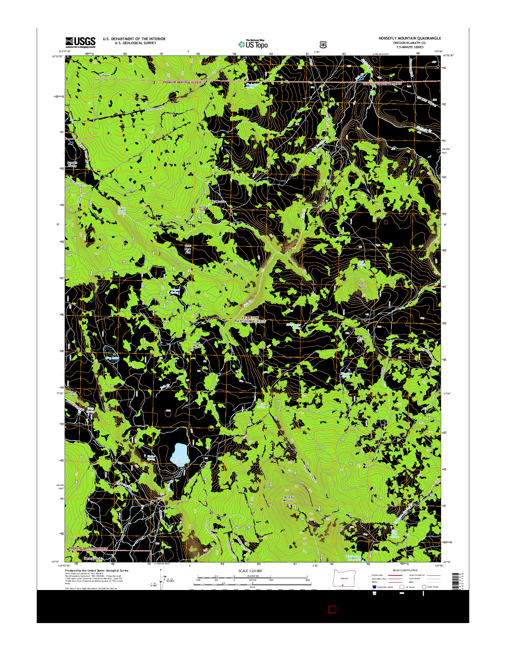 USGS US TOPO 7.5-MINUTE MAP FOR HORSEFLY MOUNTAIN, OR 2014