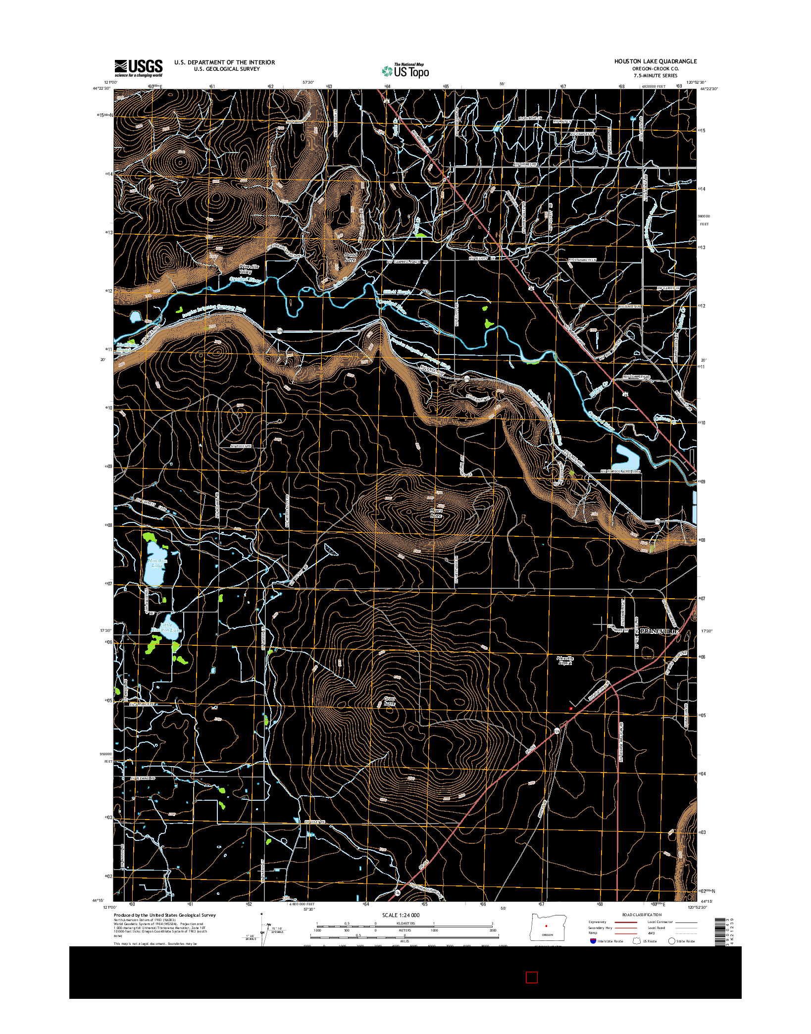 USGS US TOPO 7.5-MINUTE MAP FOR HOUSTON LAKE, OR 2014