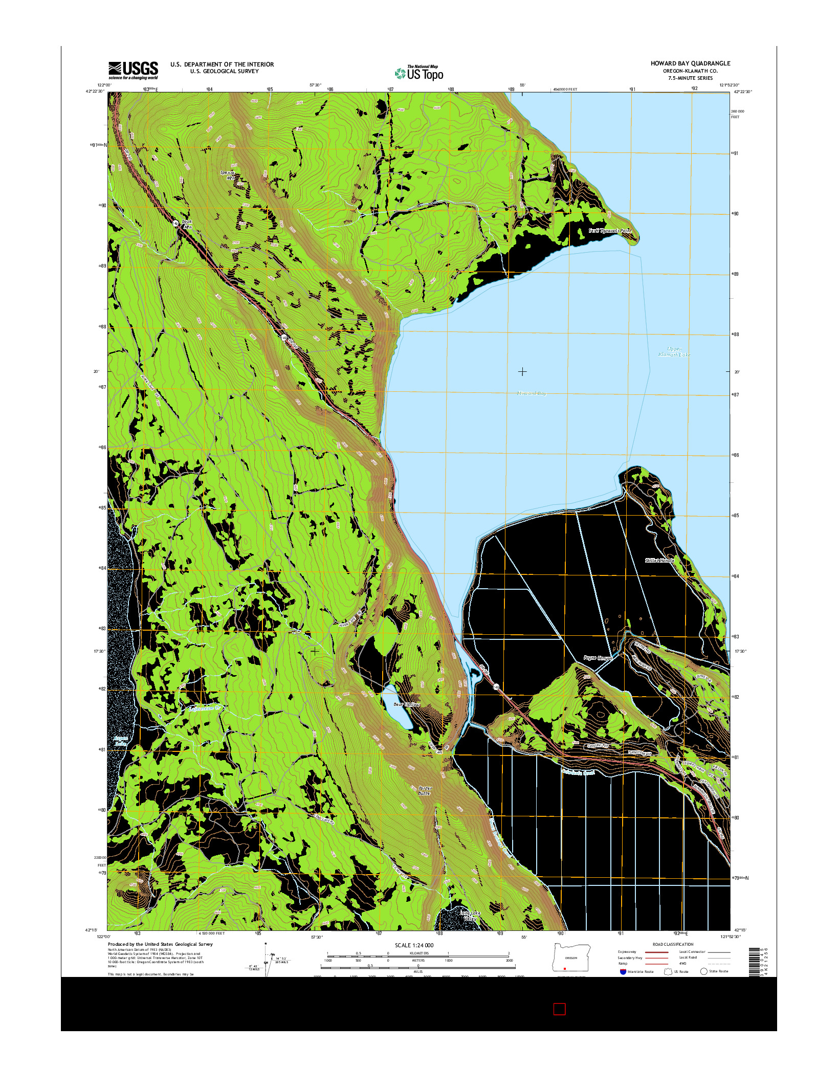 USGS US TOPO 7.5-MINUTE MAP FOR HOWARD BAY, OR 2014