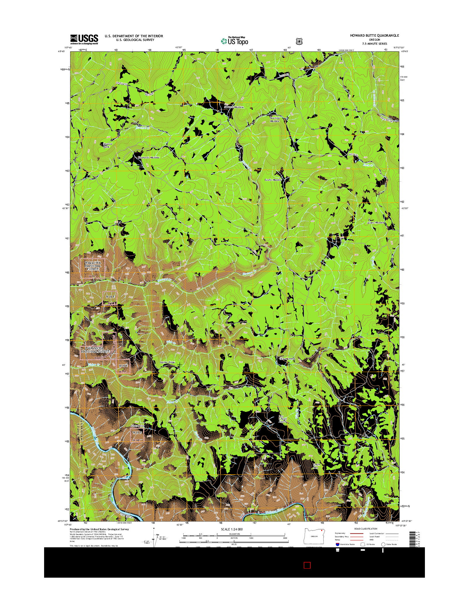 USGS US TOPO 7.5-MINUTE MAP FOR HOWARD BUTTE, OR 2014